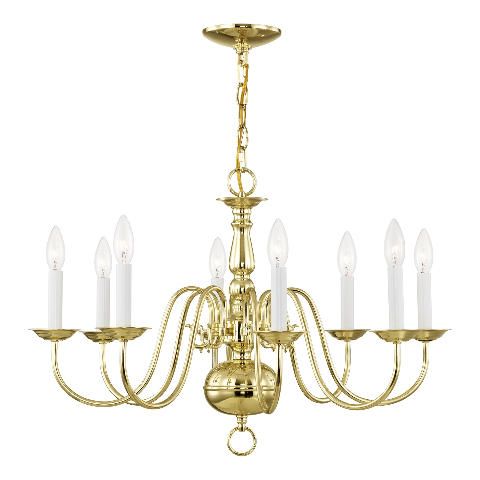 Livex Lighting 5008-02 Williamsburgh 8 -Light Polished Brass Traditional For Use in Bathrooms, Bedrooms, Dining Rooms, Foyers, Kitchens, Living Rooms Chandelier