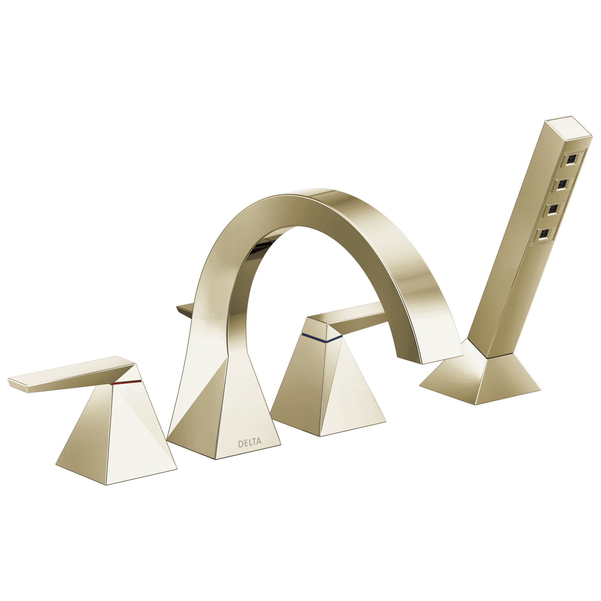 Delta T4746-PN-PR Trillian Lumicoat Polished Nickel 2-handle Deck-mount Roman Mid-arc Bathtub Faucet with Hand Shower