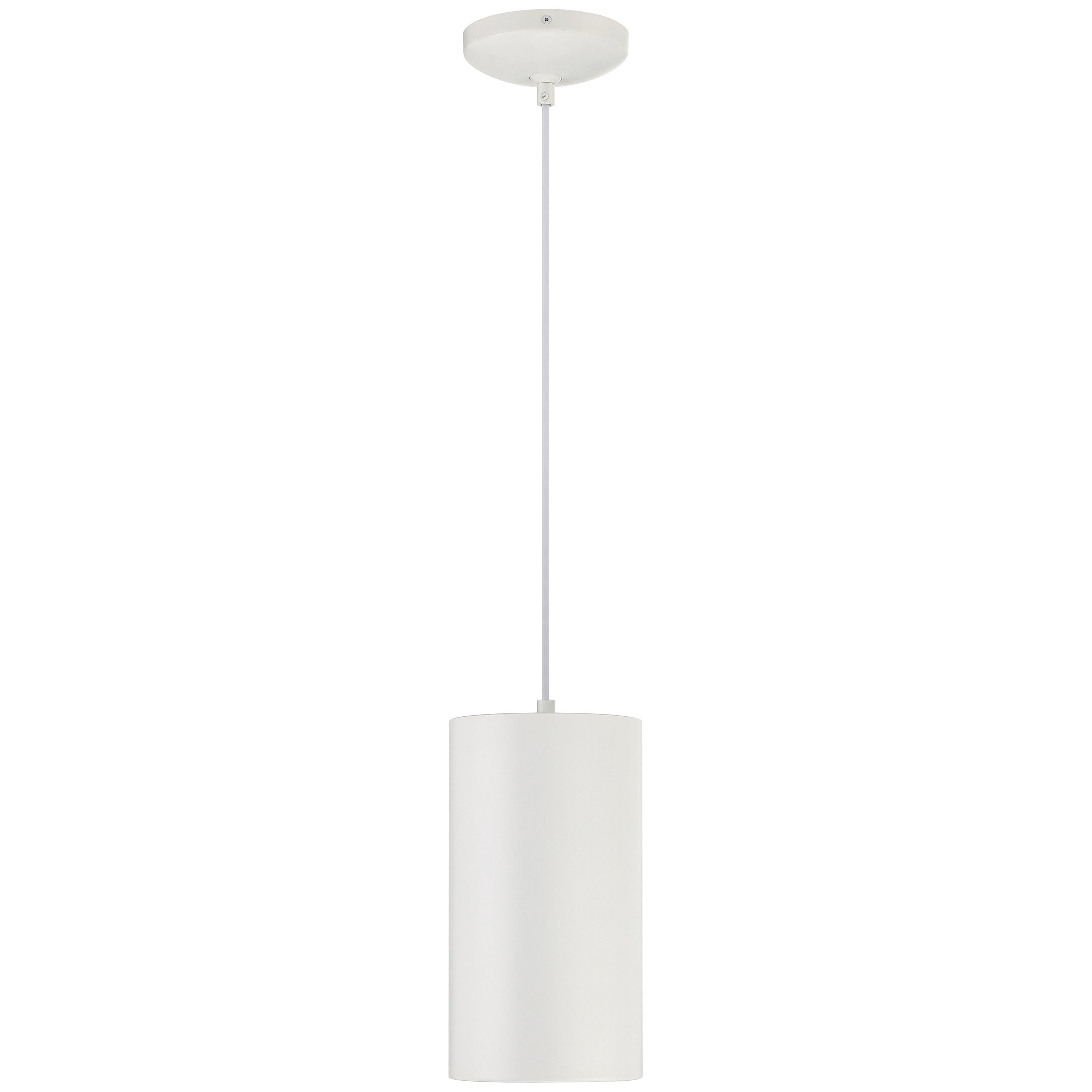 Pilson XL Matte Black and White Glass Drum Pendant Light