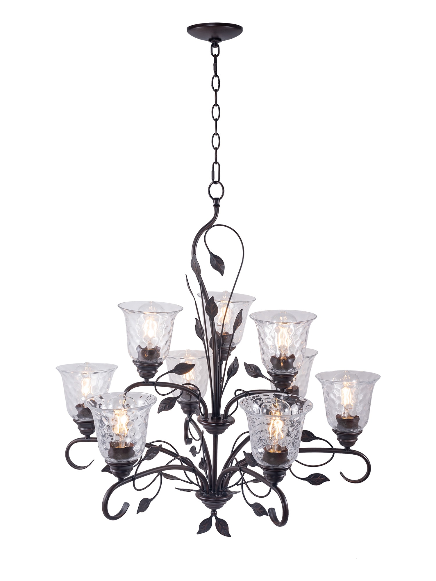 CASAINC CAW377-32 9-Light traditional chandelier 9-Light Clear Glass and Black Fixture Transitional Dry Rated Chandelier