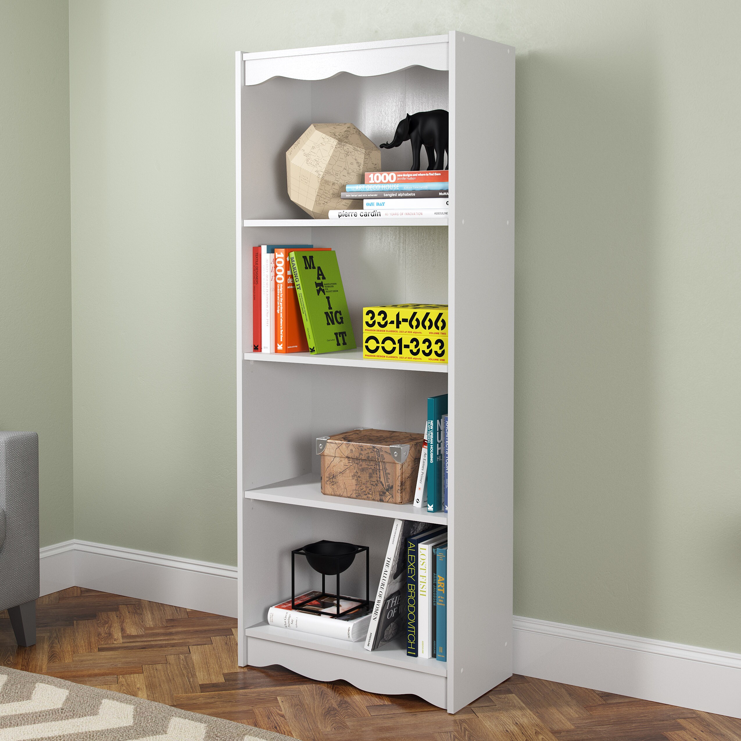 CorLiving - Quadra 4-Shelf Bookcase - White