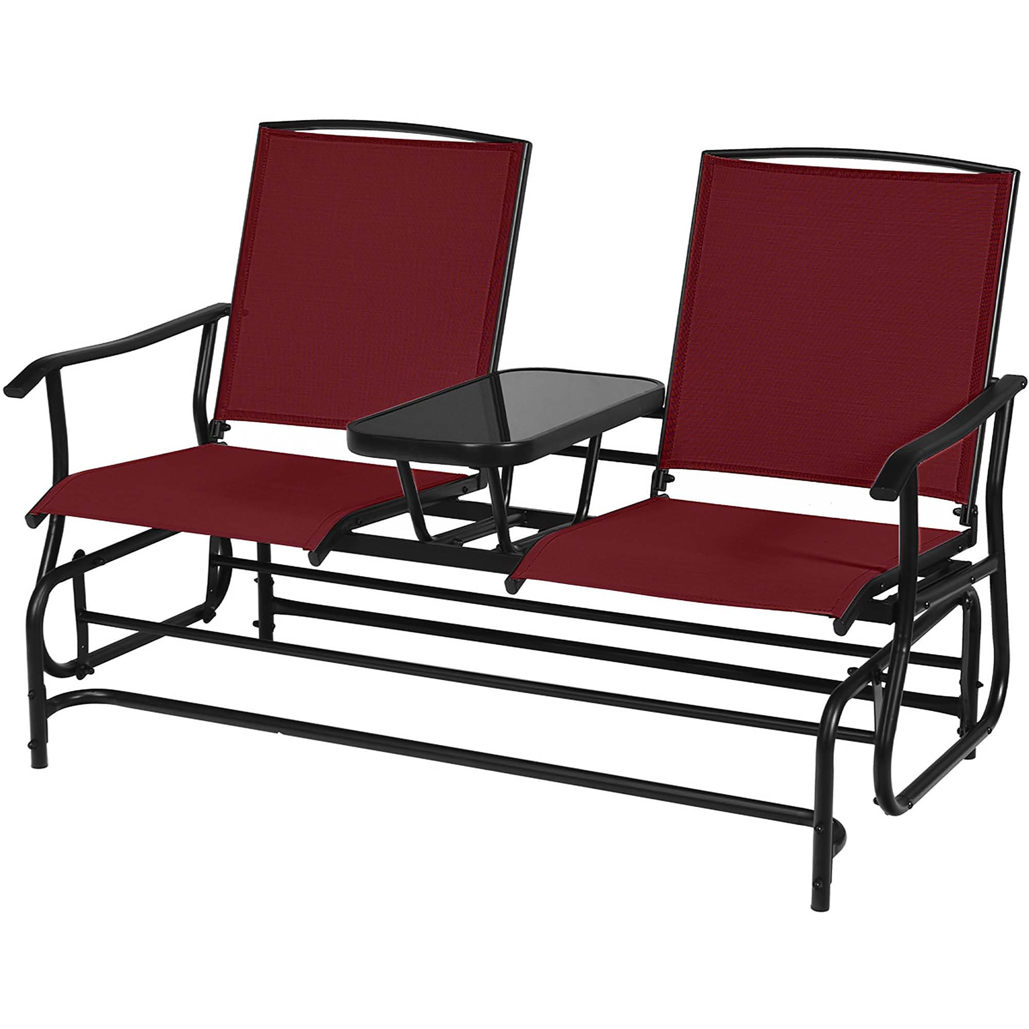 Costway 2 -person Wine Steel Outdoor Glider