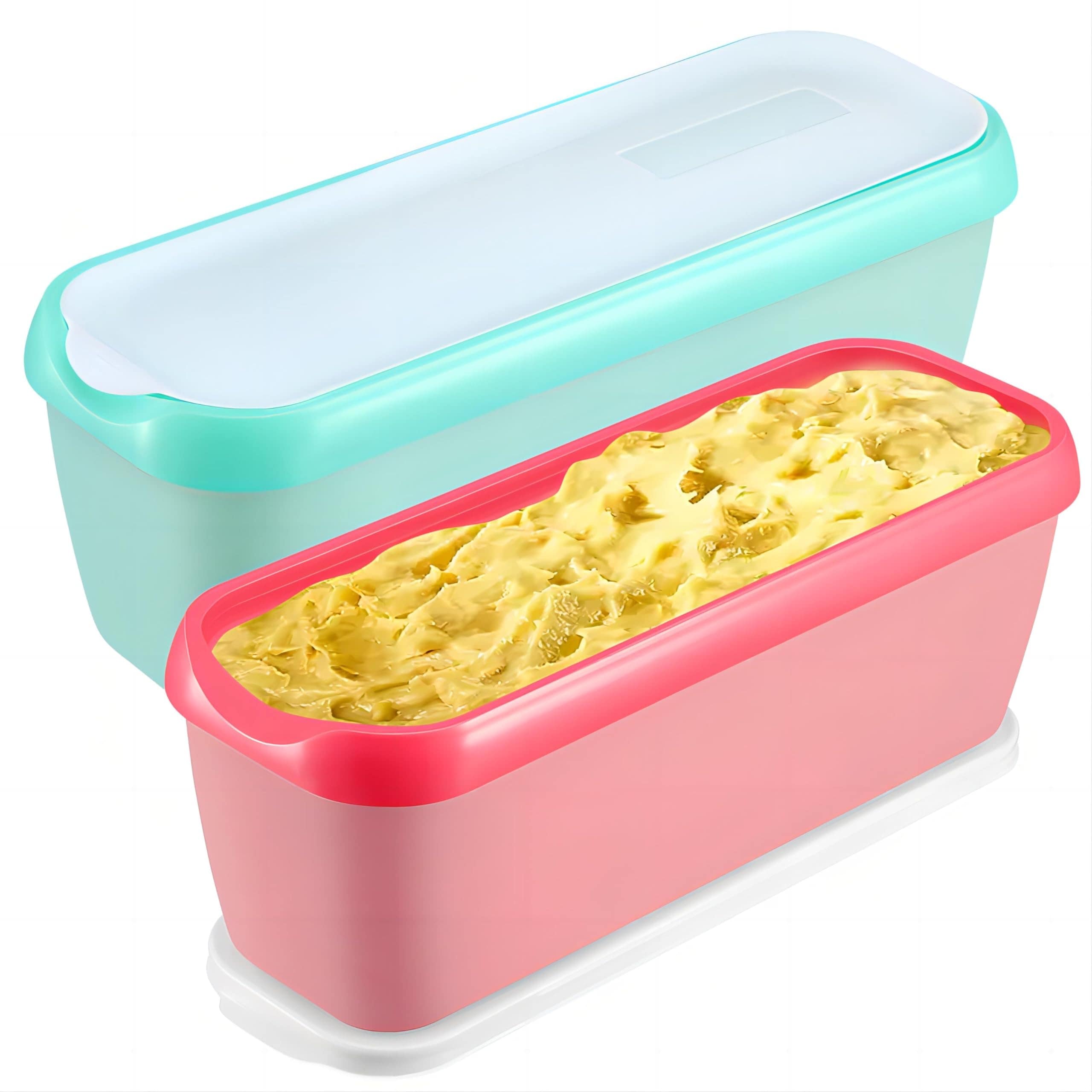 Aoibox  Ice Cream Containers Set of 2 1 5 Quart Reusable Homemade Ice Cream Tubs with Stackable Freezer Lids