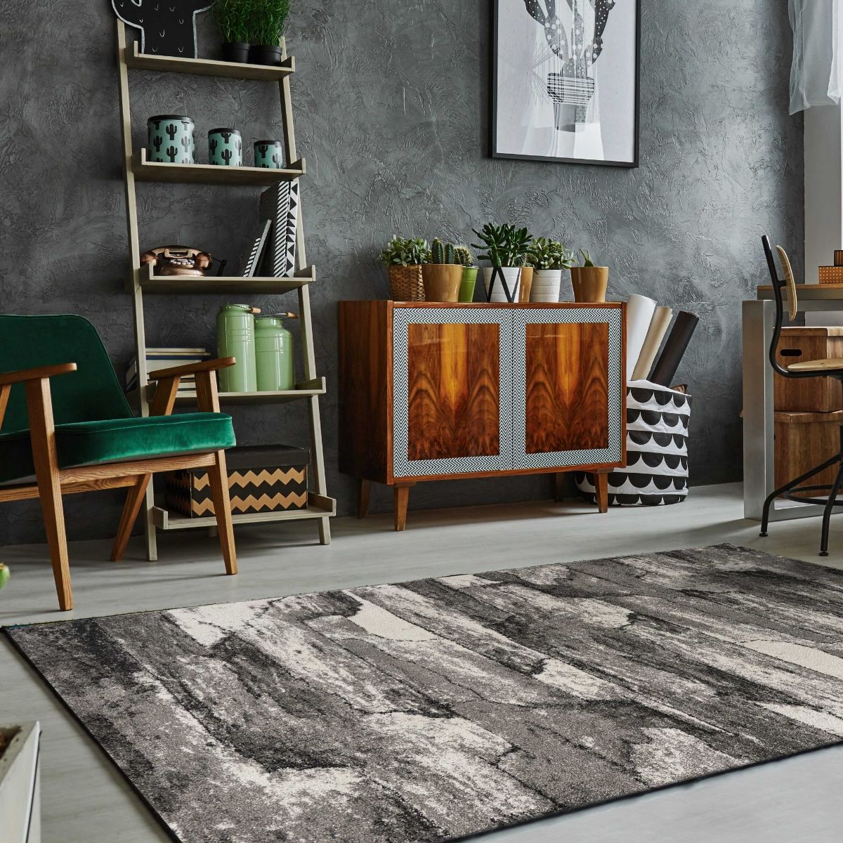 HomeRoots 353765 Bernadette 3 x 5 (ft) Rag Polypropylene Gray Rectangular Indoor Solid Vacuum regularly Area rug