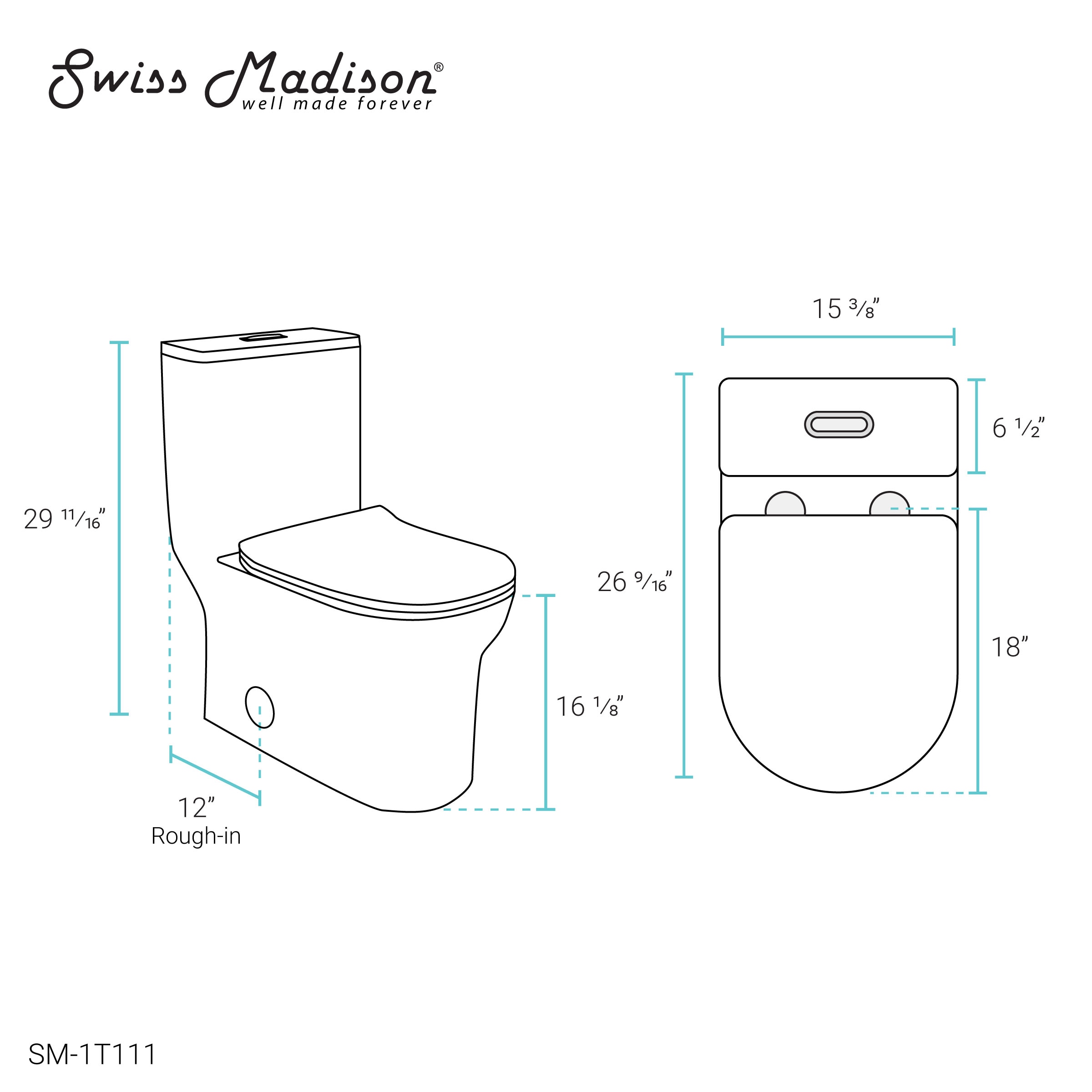 Swiss Madison Burdon Glossy White Dual Flush Elongated Standard Height ...