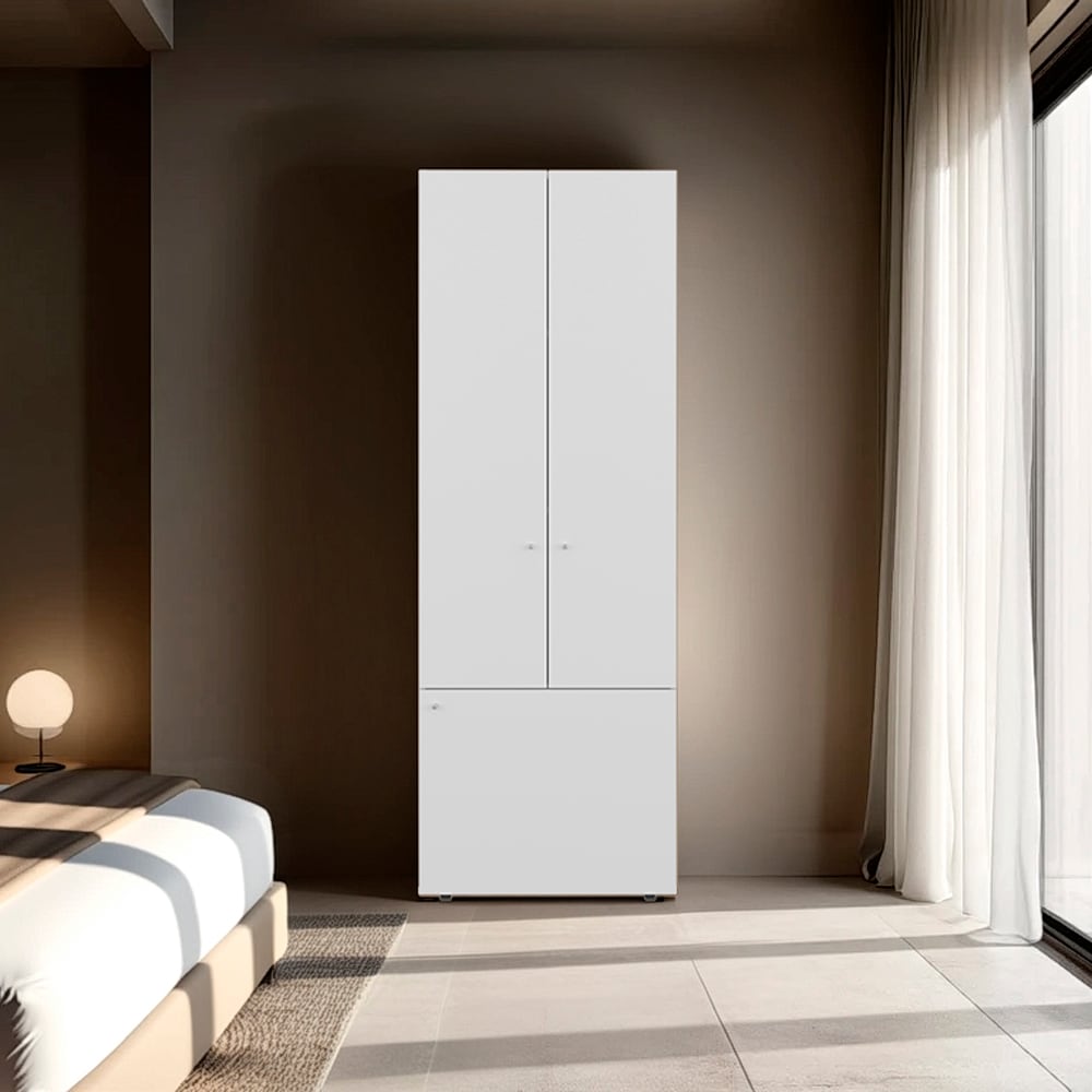 LOVMOR Armoire 66.9in H 3 Doors 3 Shelves White - Bedroom
