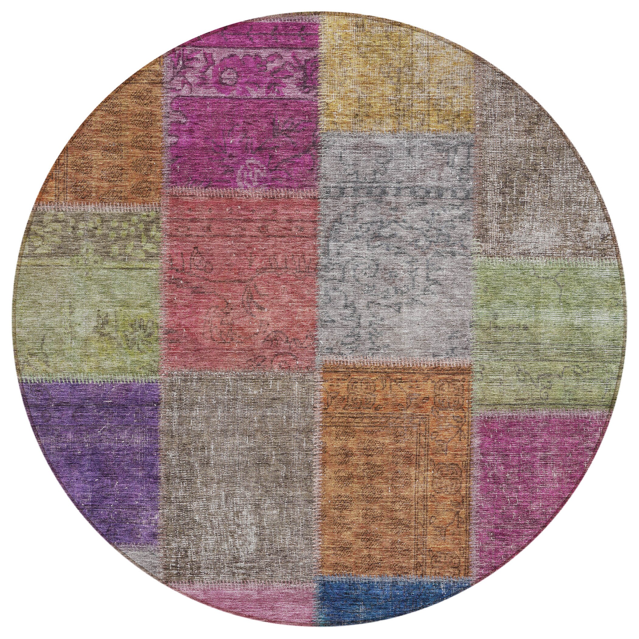 Addison Rugs ACN663CP8RO Chantille ACN663CP 8 x 8 (ft) Polyester Eggplant Round Indoor/Outdoor Geometric Machine washable Area rug