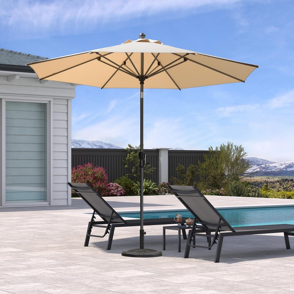 PURPLE LEAF LS03-MLZXR10-KK 10-ft Aluminum Beige Crank Market Patio Umbrella