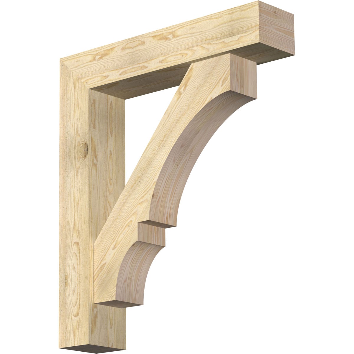 Ekena Millwork 1462100 Balboa Block Rough Sawn Bracket with Offset Brace 8-in x 38-in x 44-in Douglas fir Brown Wood Standard bracket