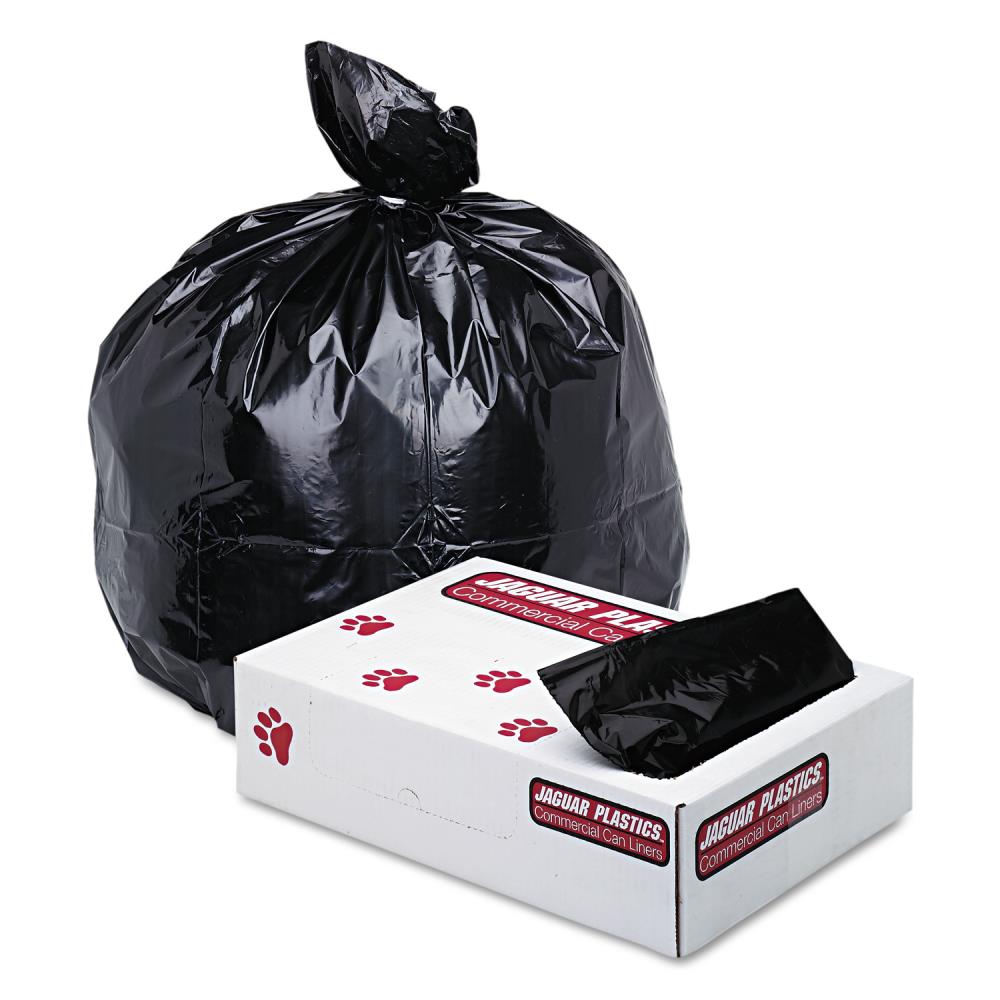 Jaguar Plastics JAGG4046HBL 100-Pack 45-Gallon Black Plastic Can Twist Tie Trash Bag