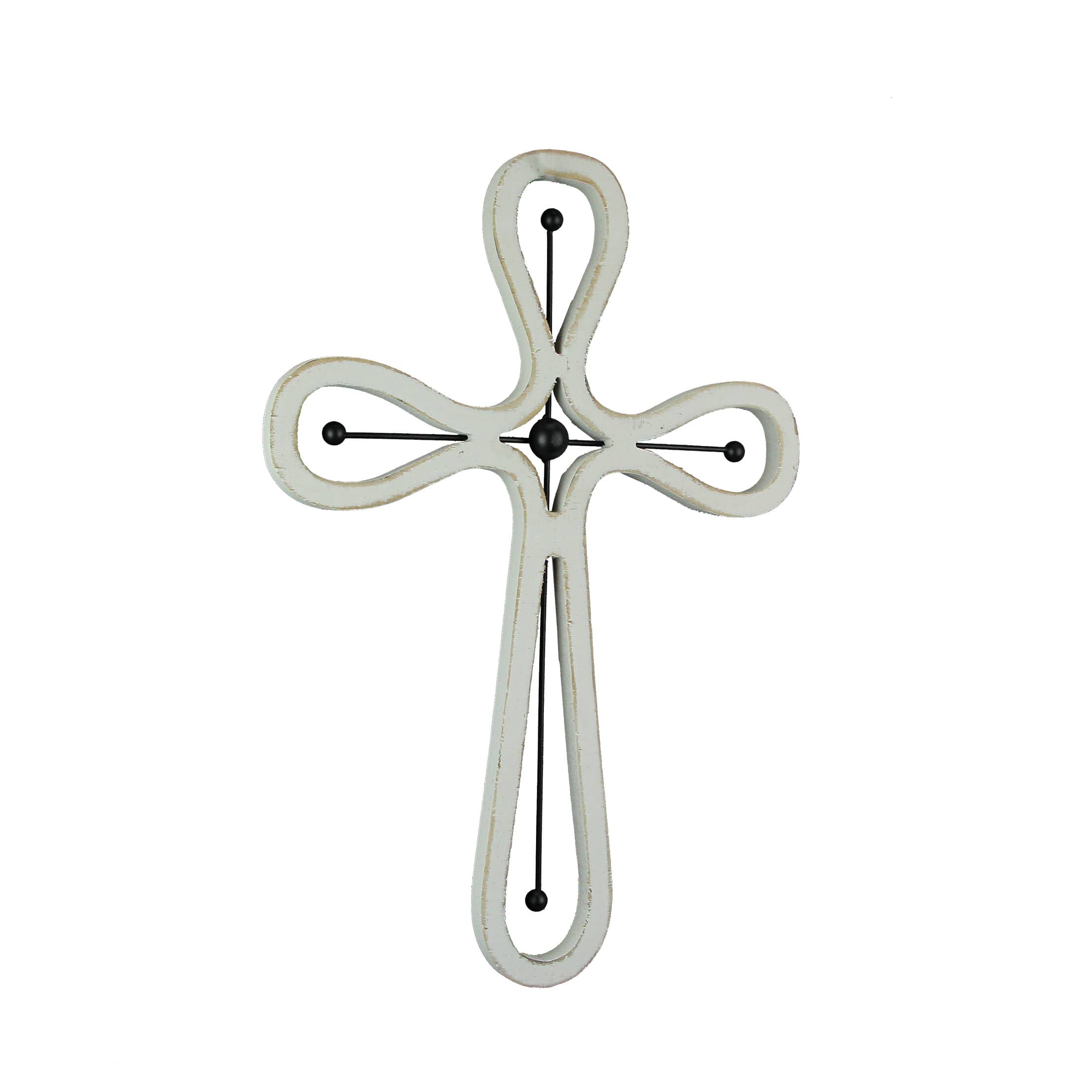 Special T Imports STI-E22331 16 Inch Wooden Metal Scroll Cross Wall Hanging Home Decor Modern Decorative Art