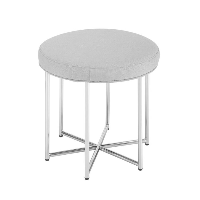 With Silver Round Makeup Vanity Stool, Silver Orchid Vanity Stool