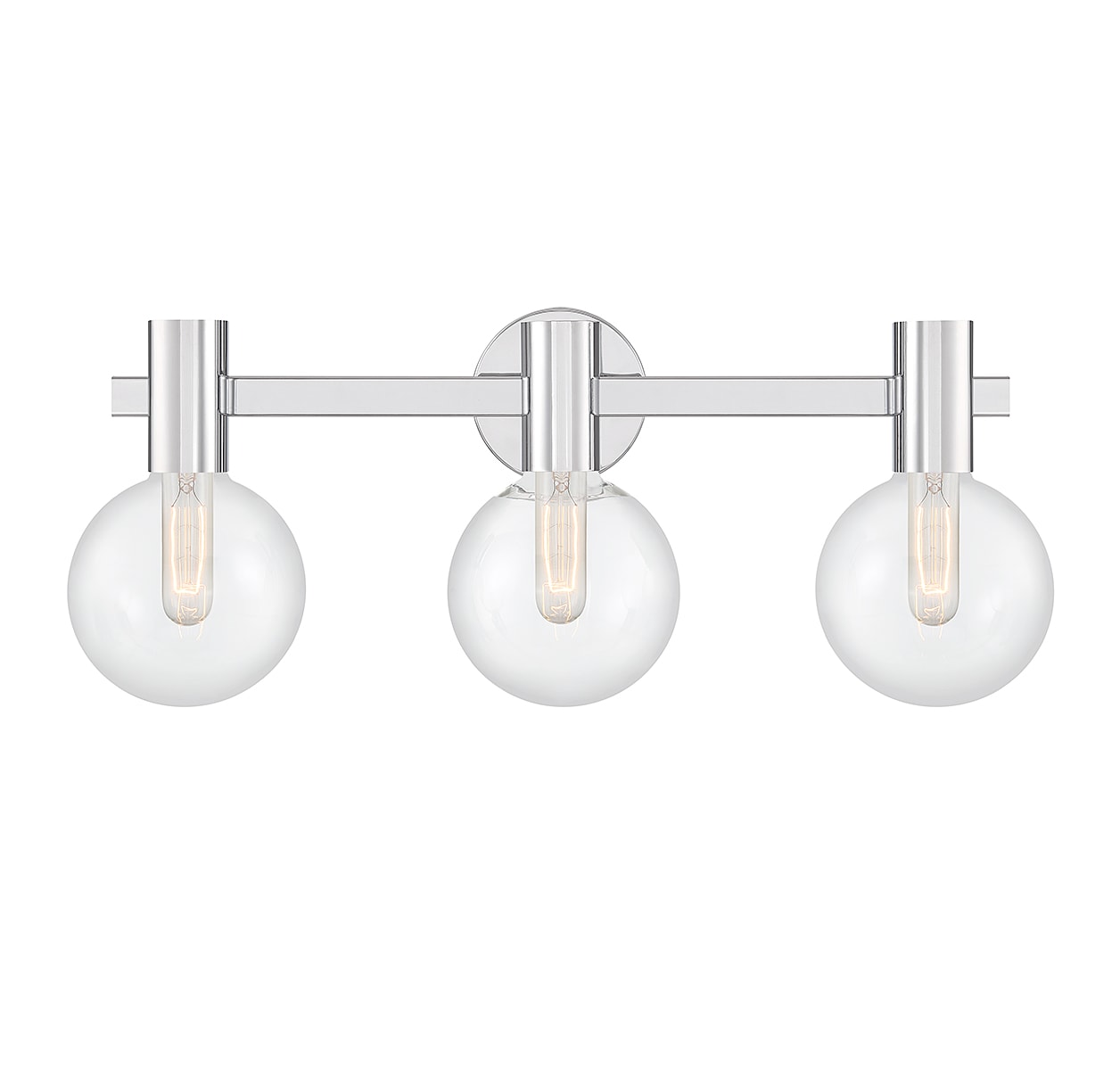 Wright 3-Light Chrome Vanity Light with Clear Glass Shades