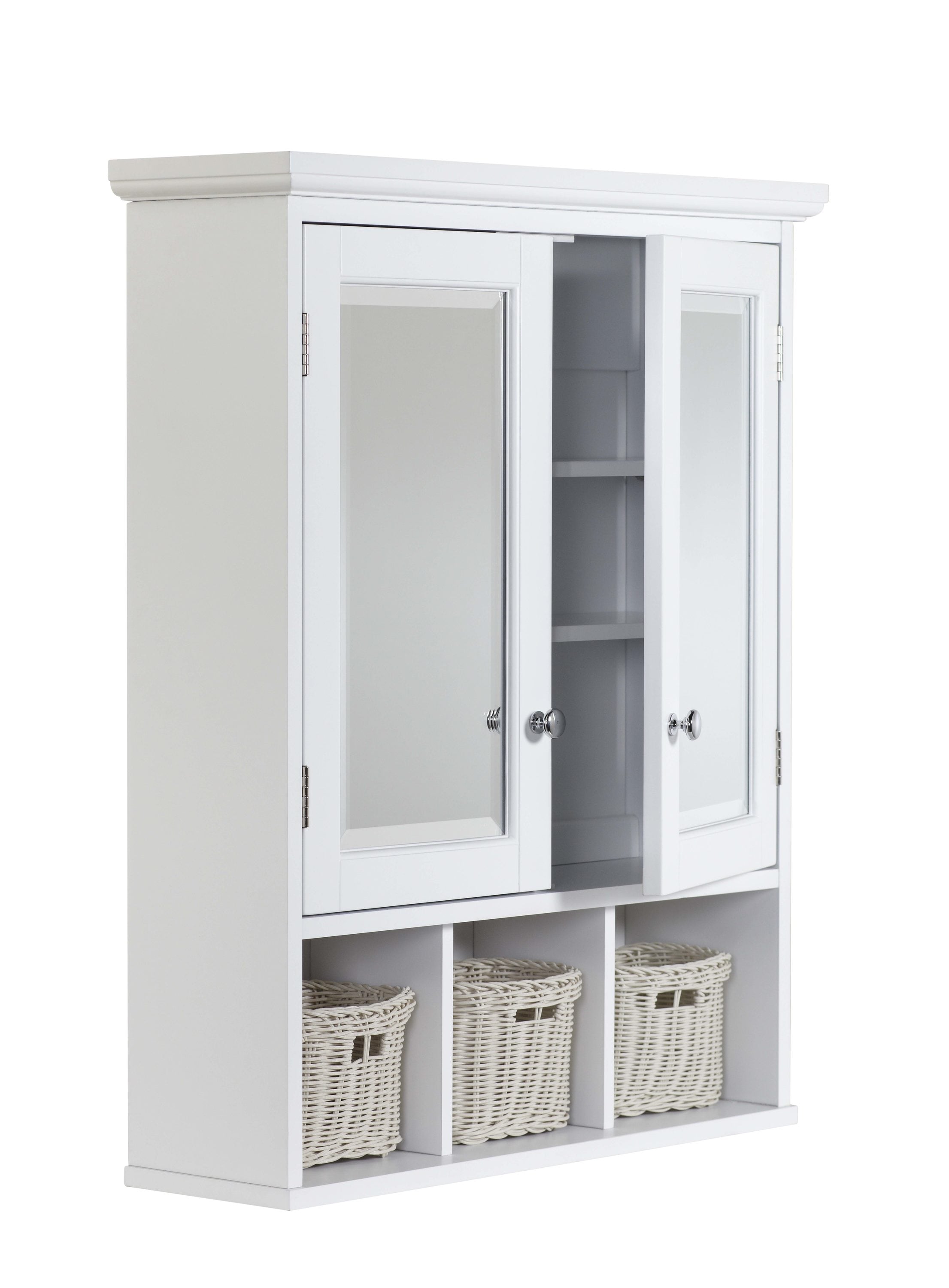 Allen Roth 24 75 In X 30 25 Surface Mount White Mirrored Soft Close Medicine Cabinet The Cabinets Department At Lowes Com