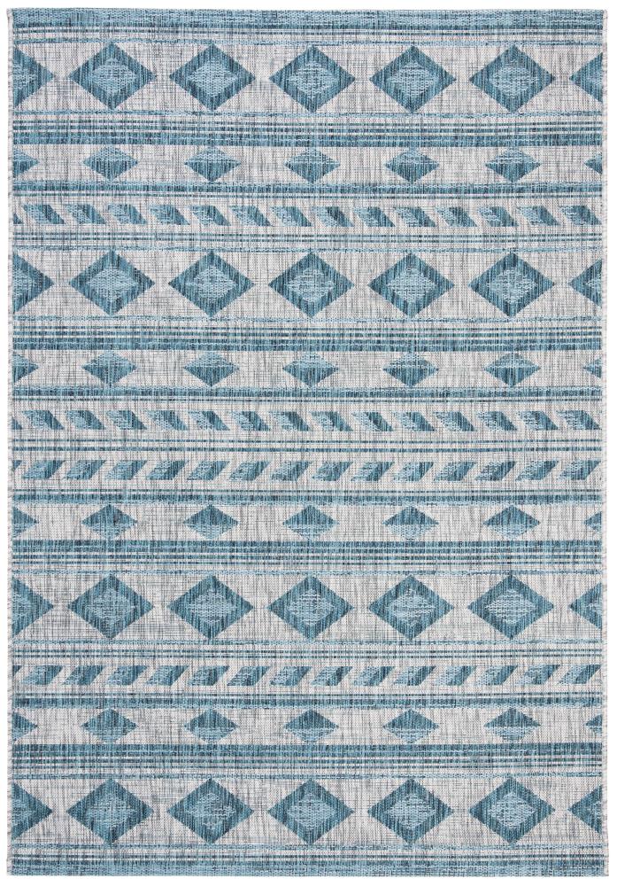 Safavieh CY8529-37212-6 Courtyard Arbus 7 x 10 (ft) Loomed Polypropylene Gray/Teal Rectangular Indoor/Outdoor Geometric Coastal Area rug