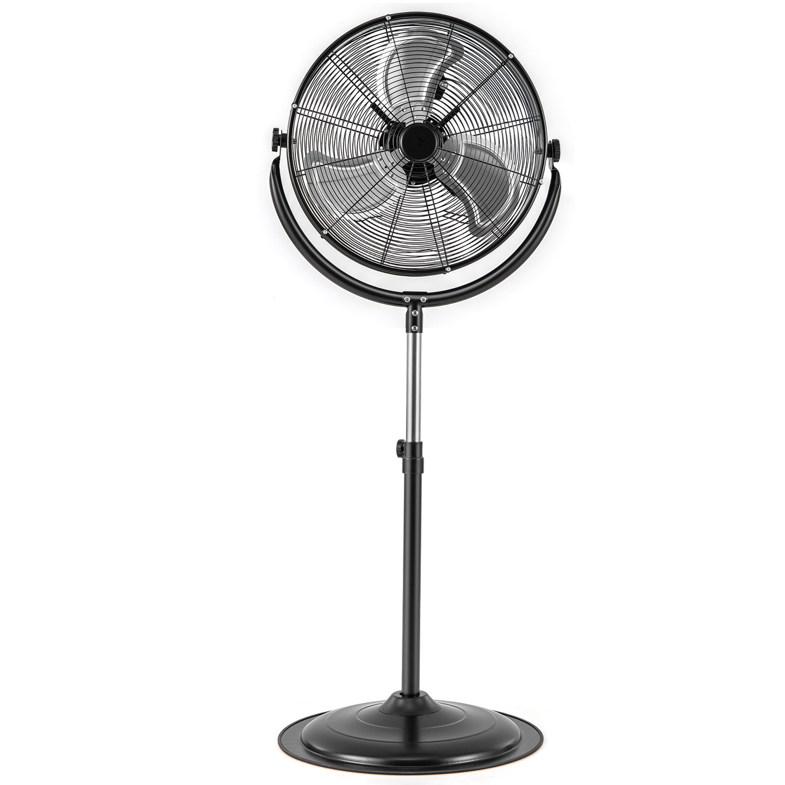 Slickblue High Velocity Pedestal Fan (20 in) 120 Volt 3 Speed Indoor Black Floor Fan with Adjustable Height 360-degree Tilt and Aluminum Blades for Home and Garage Use