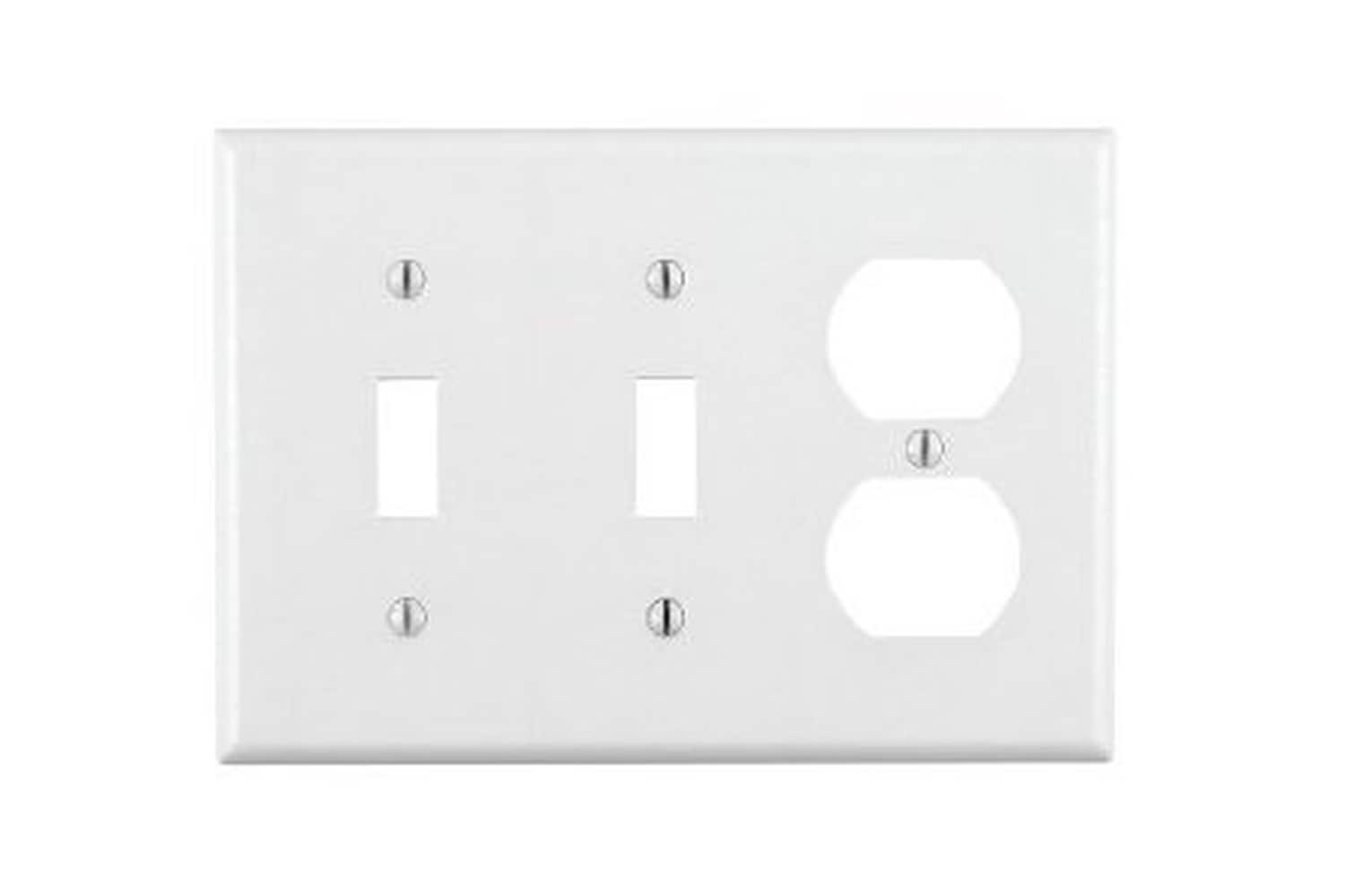 Leviton 3-Gang White Wallplate with 2 Toggle Switches and 1 Duplex Receptacle #DIB-BG-518913QTY-5