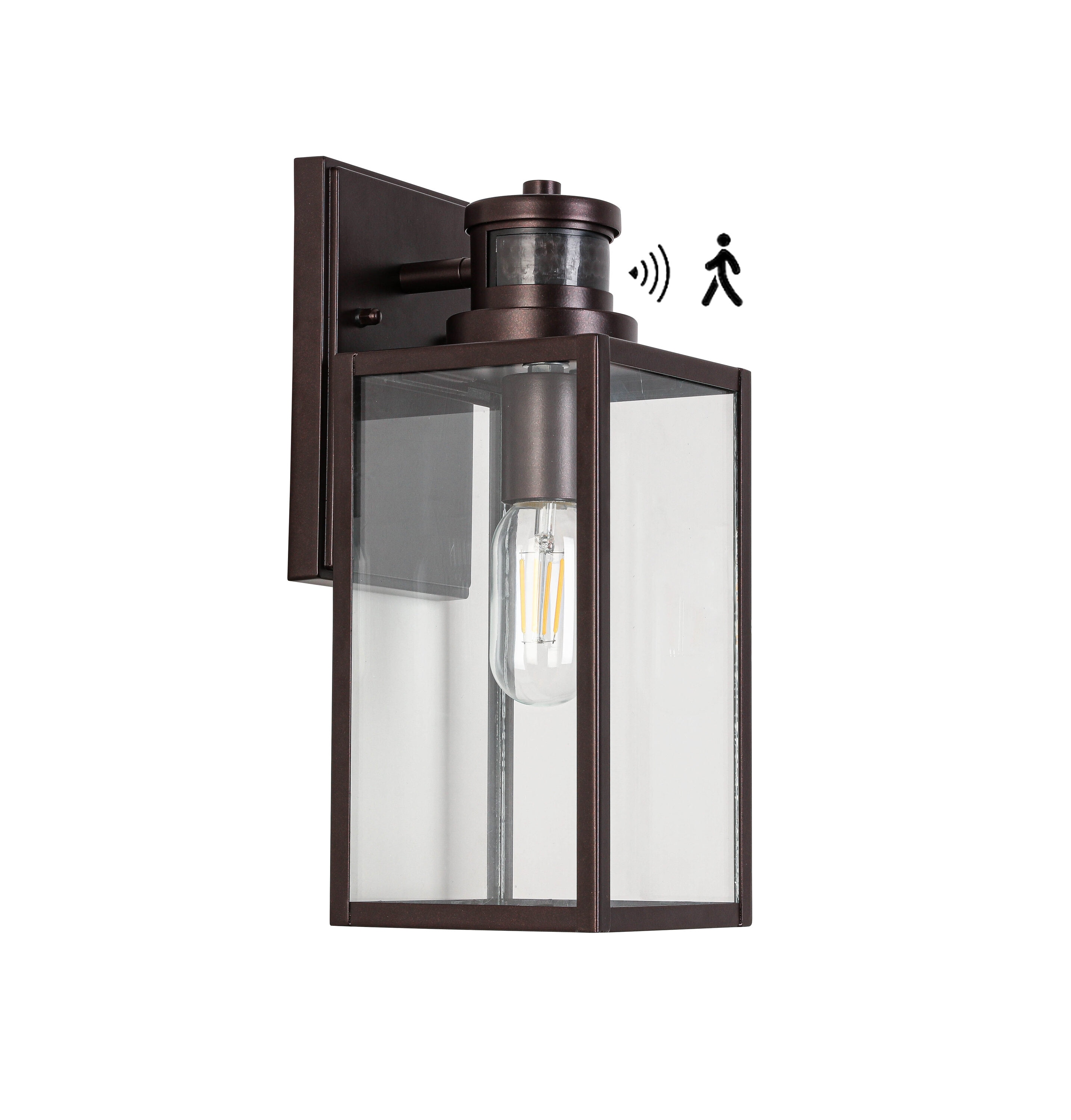 Flynama J-V-71013 Outdoor Wall Lights 1 -Light 12.56-in H Oil-rubbed Bronze Hardwired Motion Sensor Outdoor Wall Light