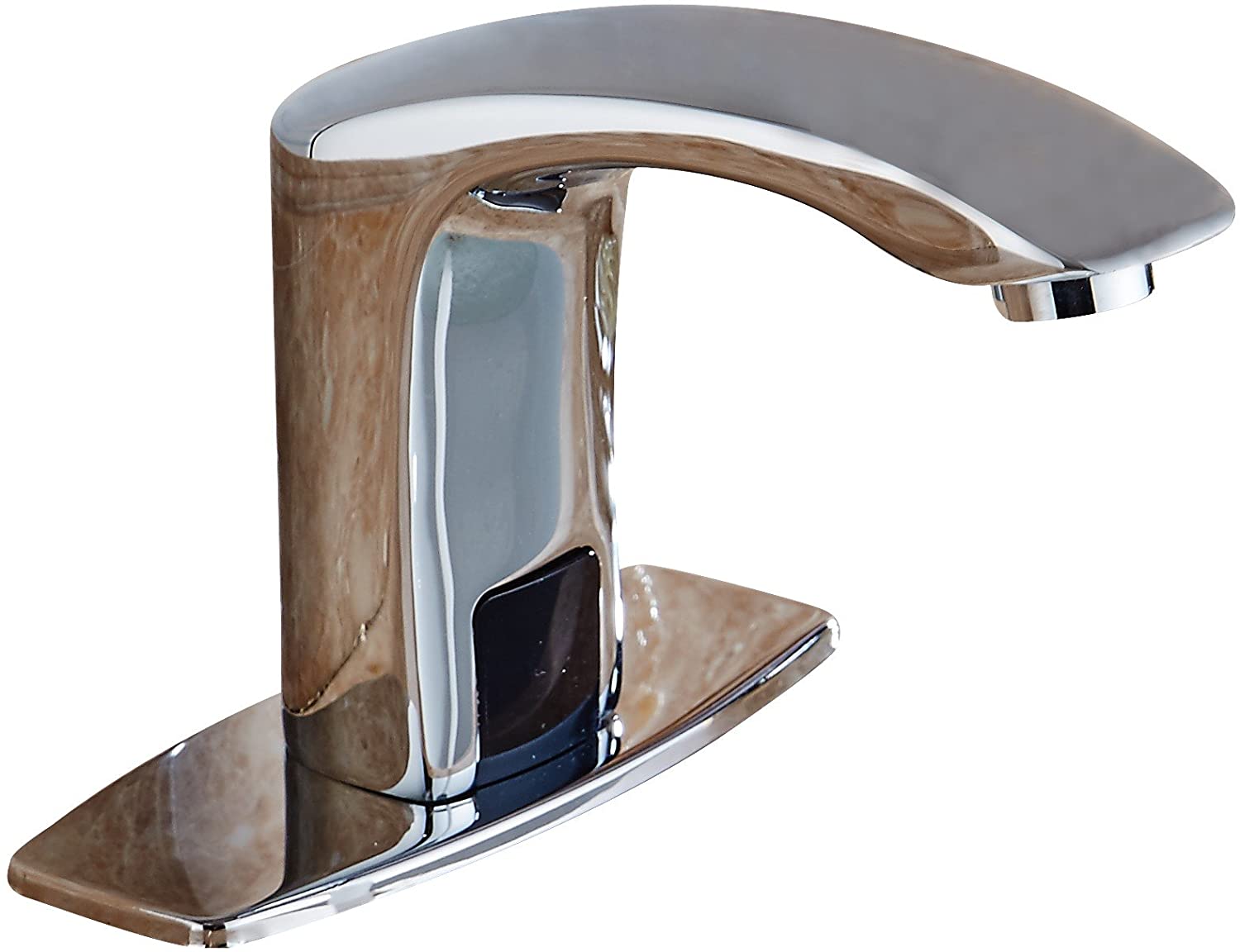 BWE A-918106-C Polished Chrome Single hole Touchless WaterSense Mid-arc Commercial/Residential Touchless Bathroom Sink Faucet with Deck Plate