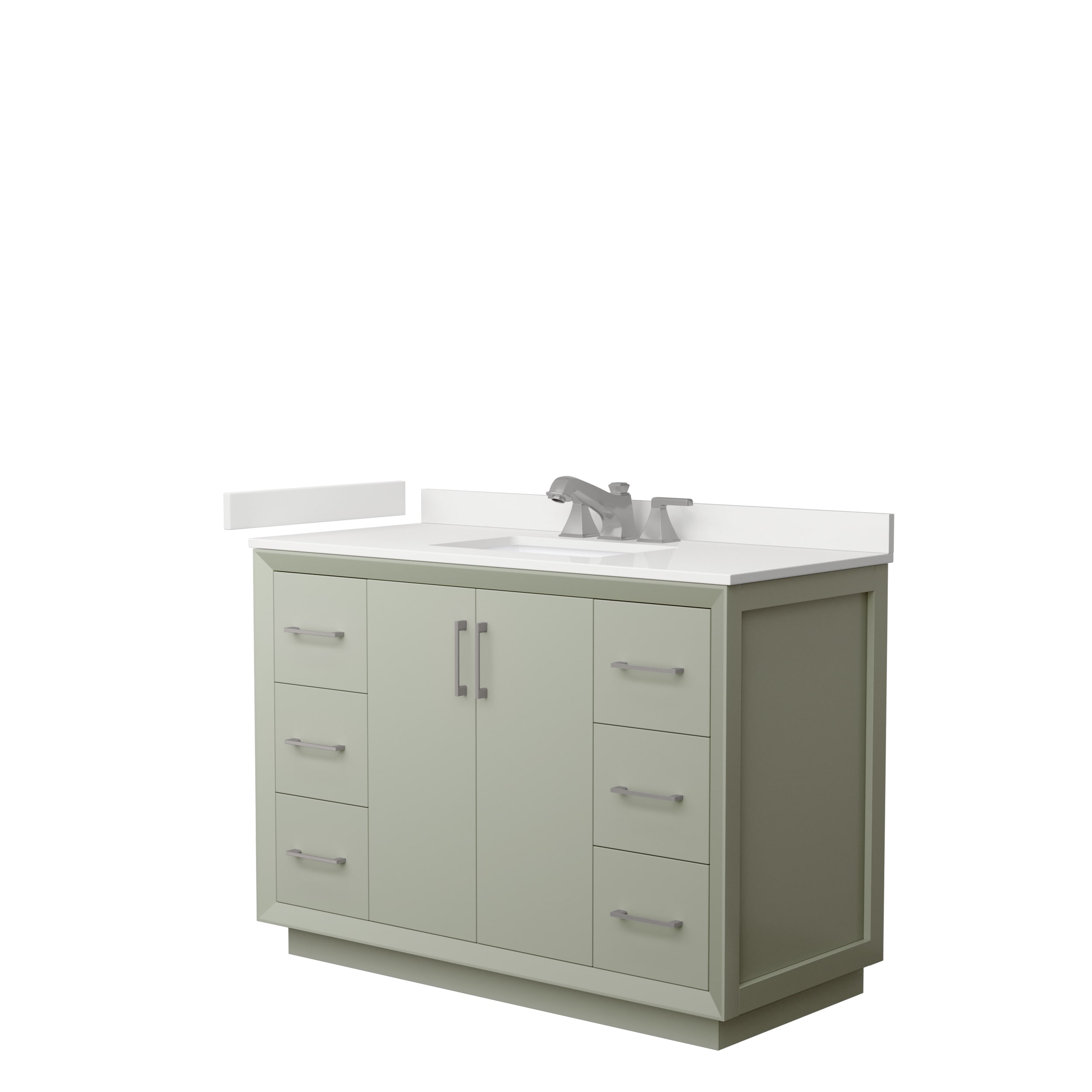 Wyndham Collection WCF414148SLGWQUS3MXX Strada 48-in Light Green Undermount Single Sink Bathroom Vanity with White Quartz Top