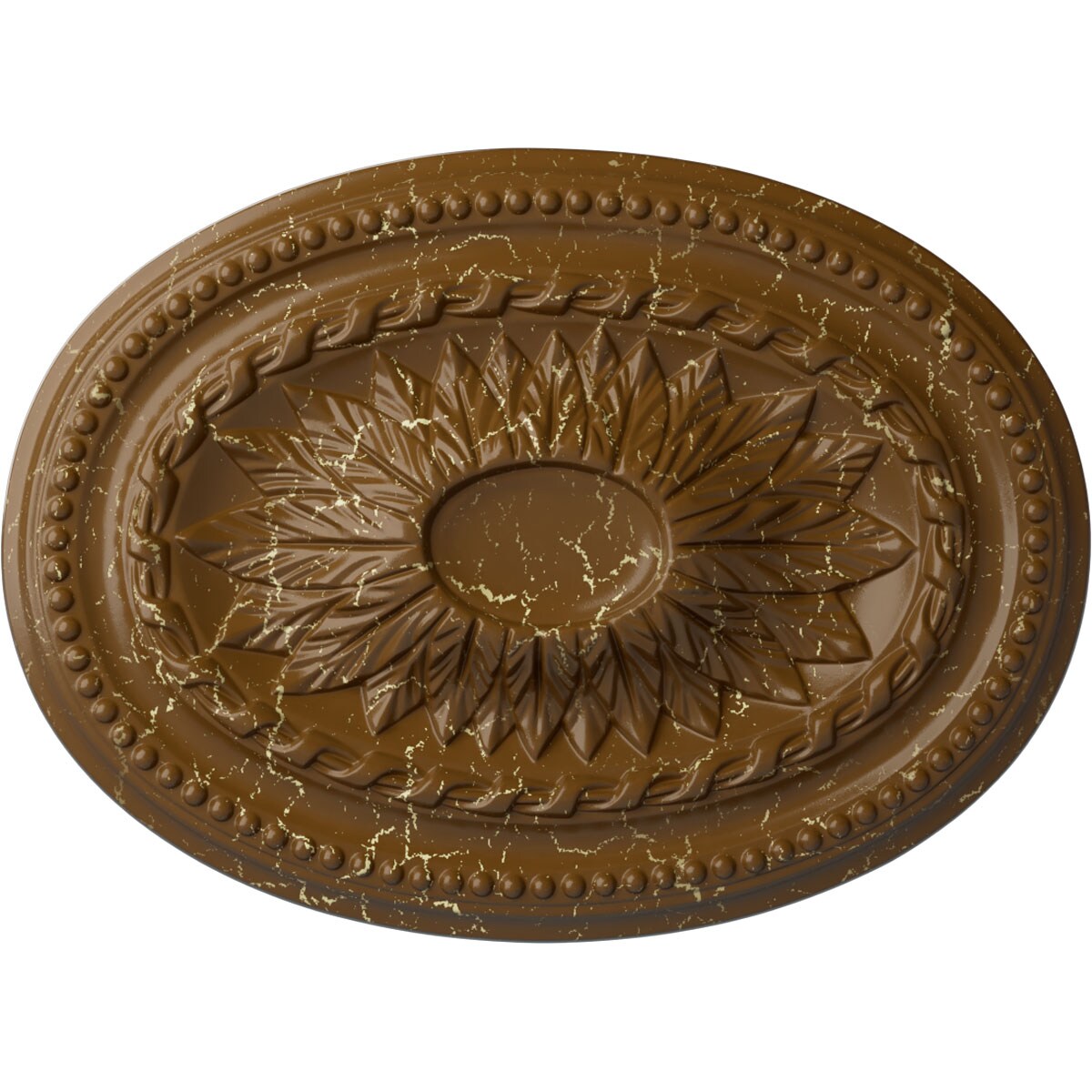 Ekena Millwork CM18SASTC Saverne 13.5-in W x 18.5-in L Painted Smokey Topaz Crackle Polyurethane Whole Ceiling Medallion