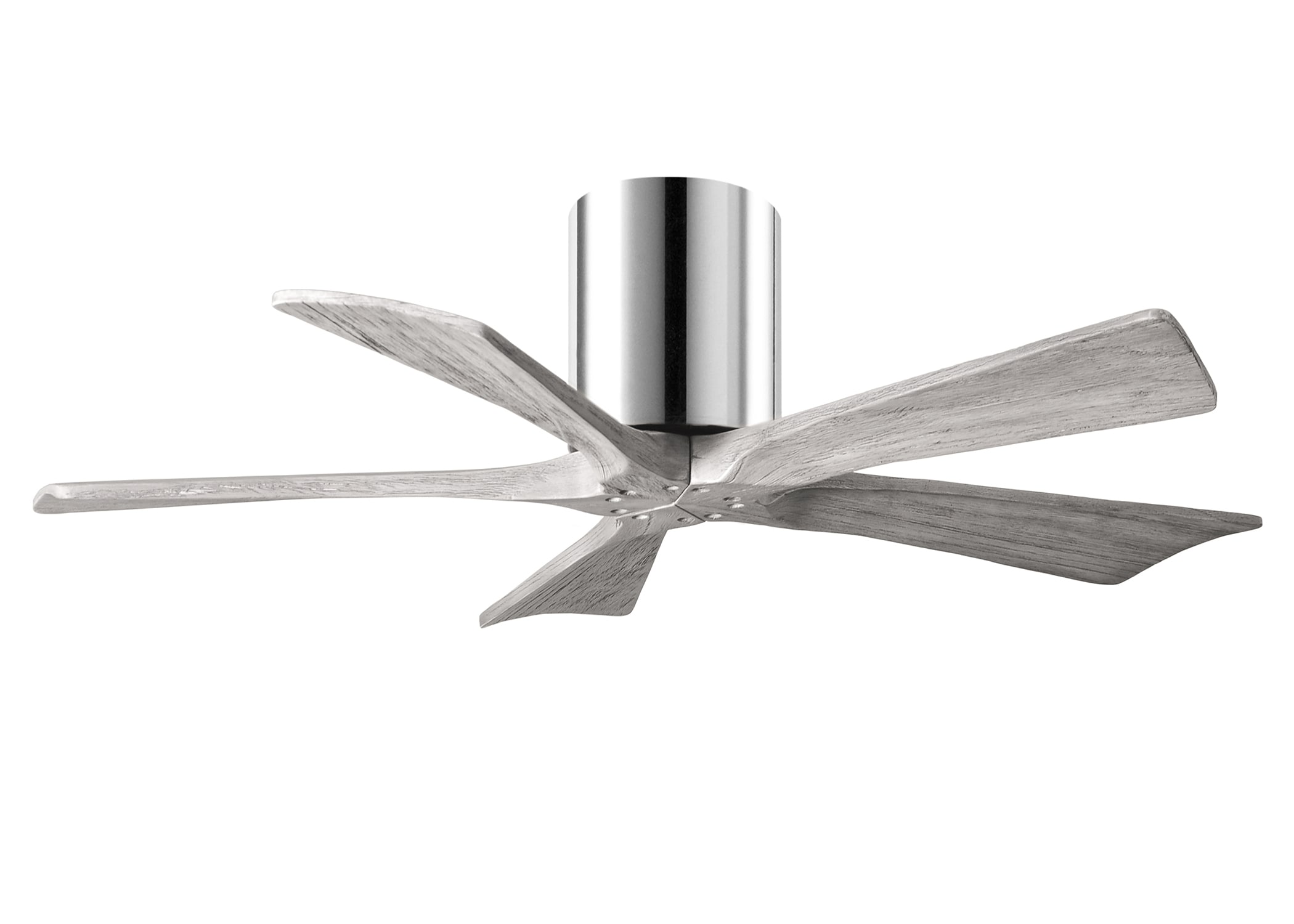 Matthews Fan Company IR5H-CR-BW-42 Irene-H 42-in Outdoor Flush Mount Polished Chrome with Barn Wood Tone Blades Ceiling Fan Without Light - Remote Included ( 5 -Blade )