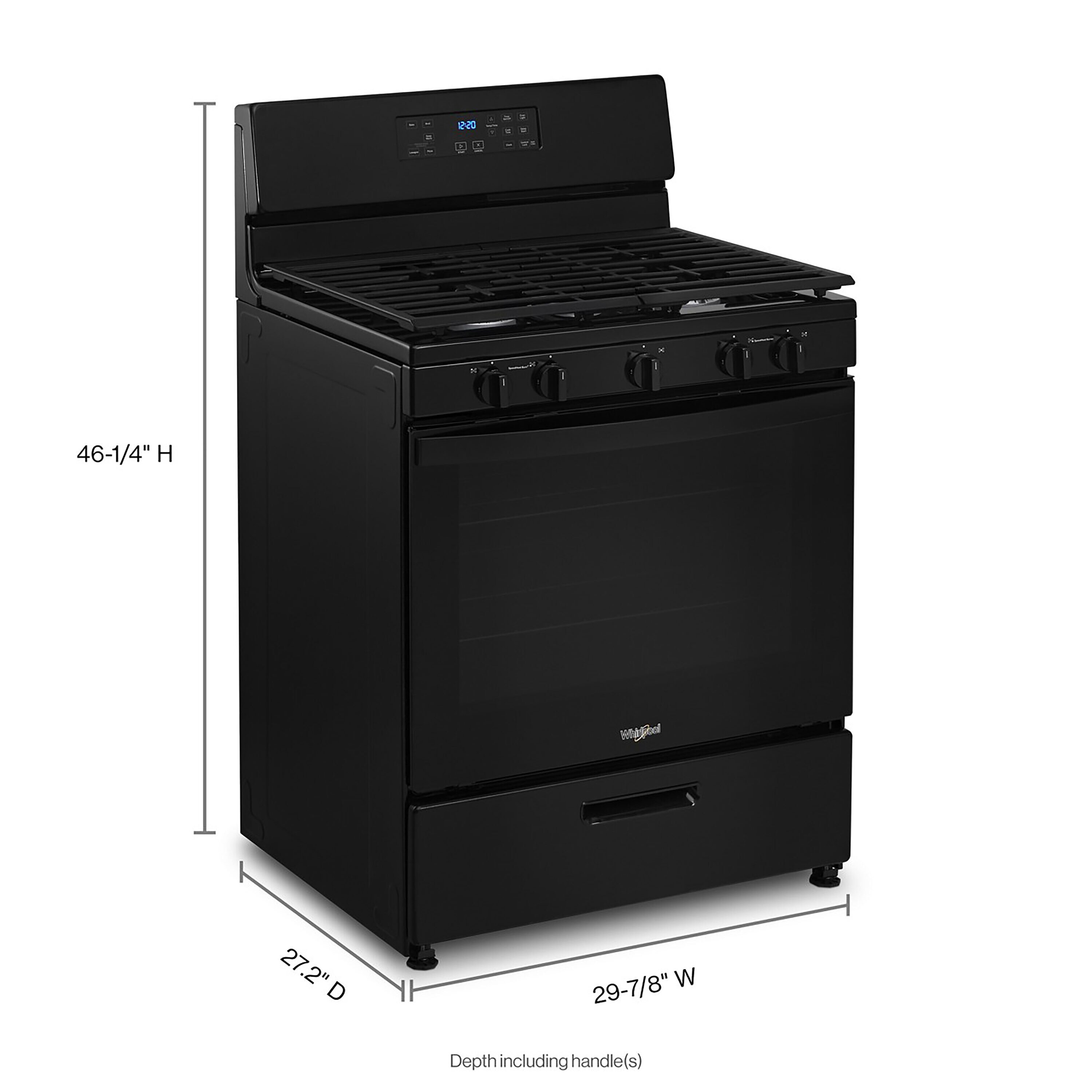 Whirlpool 30-in 5 Burners 5.1-cu ft Freestanding Natural Gas Range (Black)