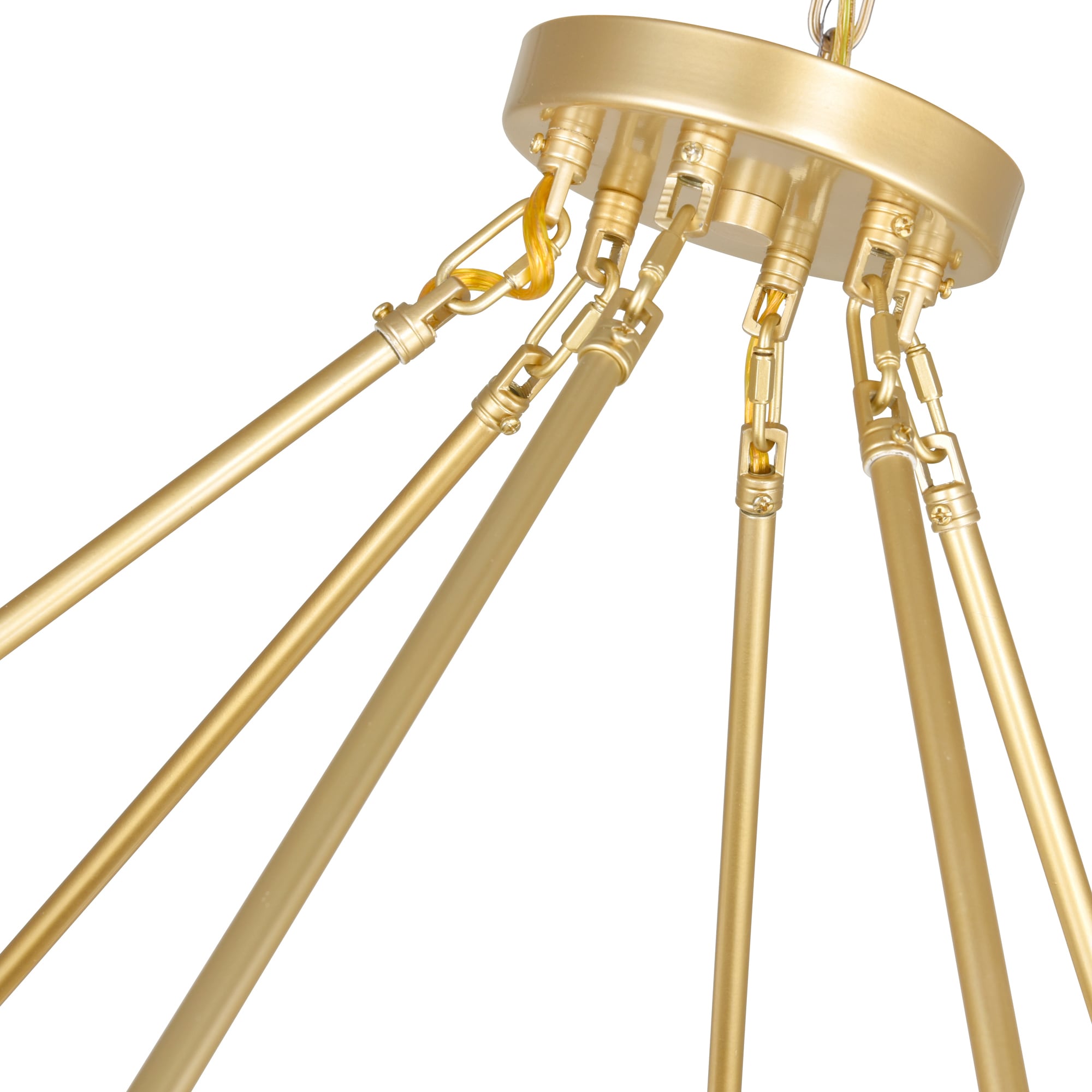 Arya 39" White and Gold Metal Chandelier with Frosted Glass