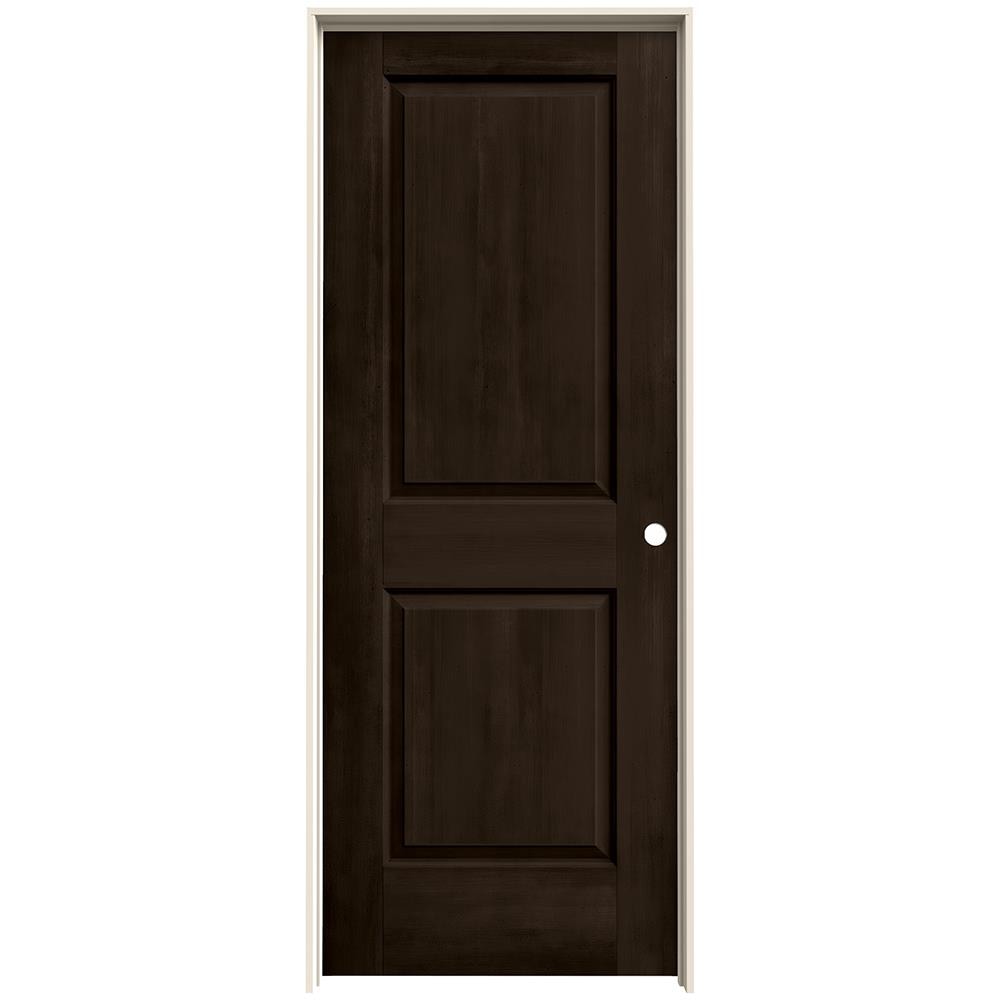 JELD-WEN LOWOLJW222200977 30-in x 80-in Espresso Solid core 2-panel square Left hand Smooth Stained Molded composite Flat Jamb Single Prehung Interior Door