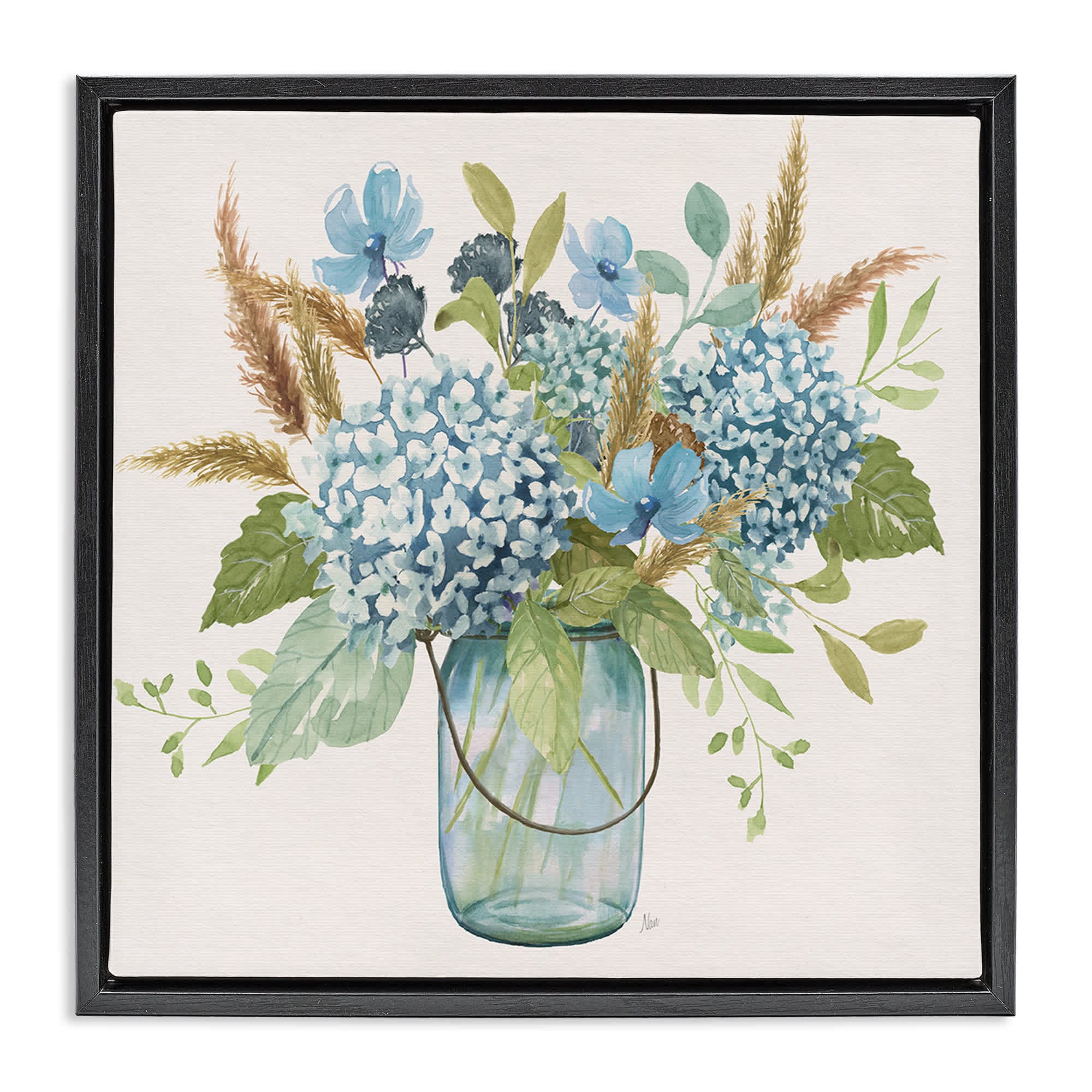 Stupell Industries BS-236-FFB-17X17 Hydrangea in Mason Jar Floating Frame design by Nan