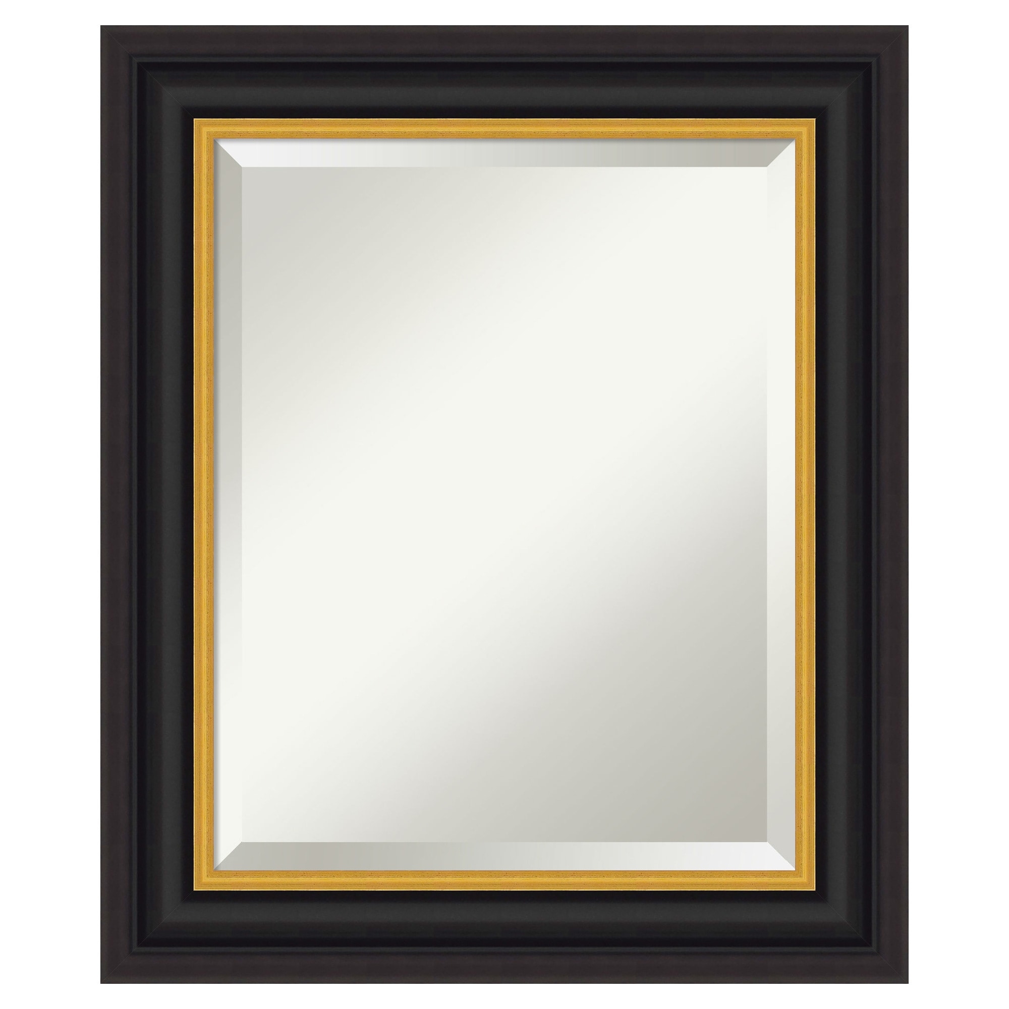 Amanti Art -  Beveled Mirror Sierra Black Brown Framed Wood Bathroom Wall Mirror 25.5 x 21.5 in.