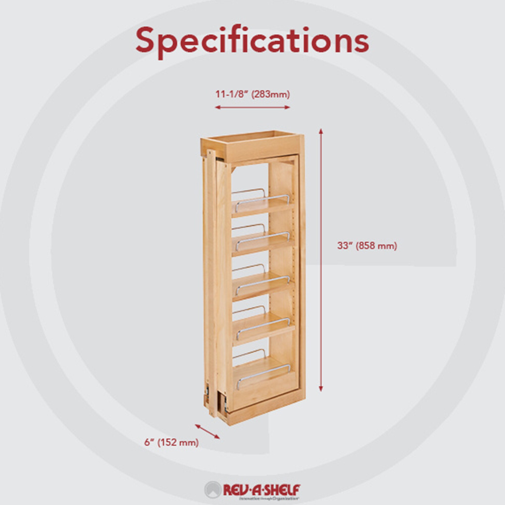 Rev-A-Shelf 11.66-in W x 18.87-in H 4-Tier Cabinet-mount Wood Soft Close  Pull-out Under-sink Organizer