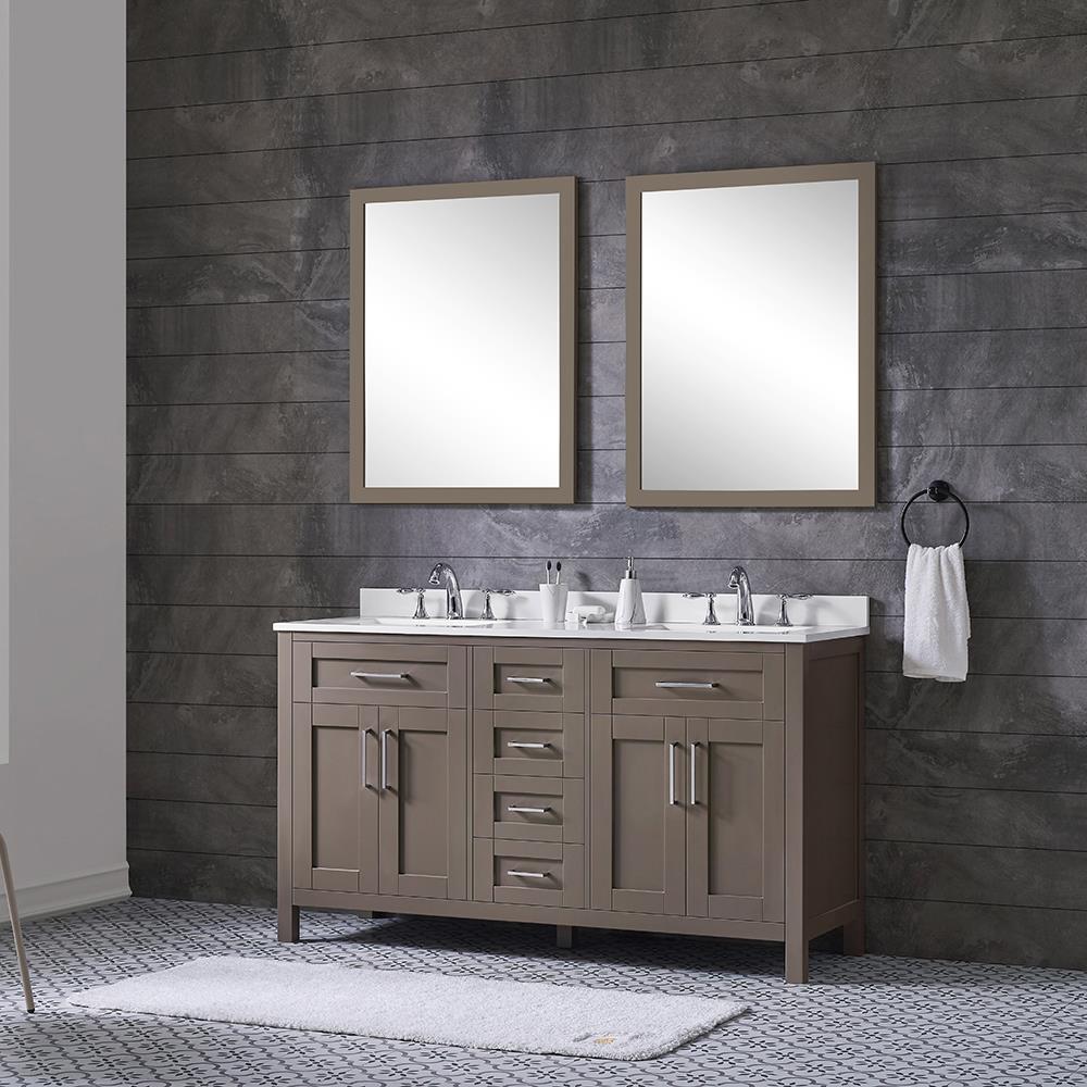60 Inch Freestanding Saddle Brown Double Bathroom Vanity