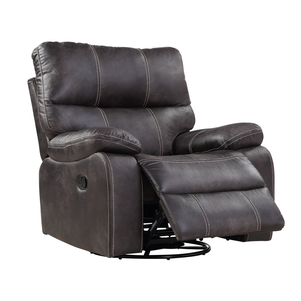 Lorino Home LHU44989 Kimberly Dark Graphite Polyester Upholstered Swivel Recliner