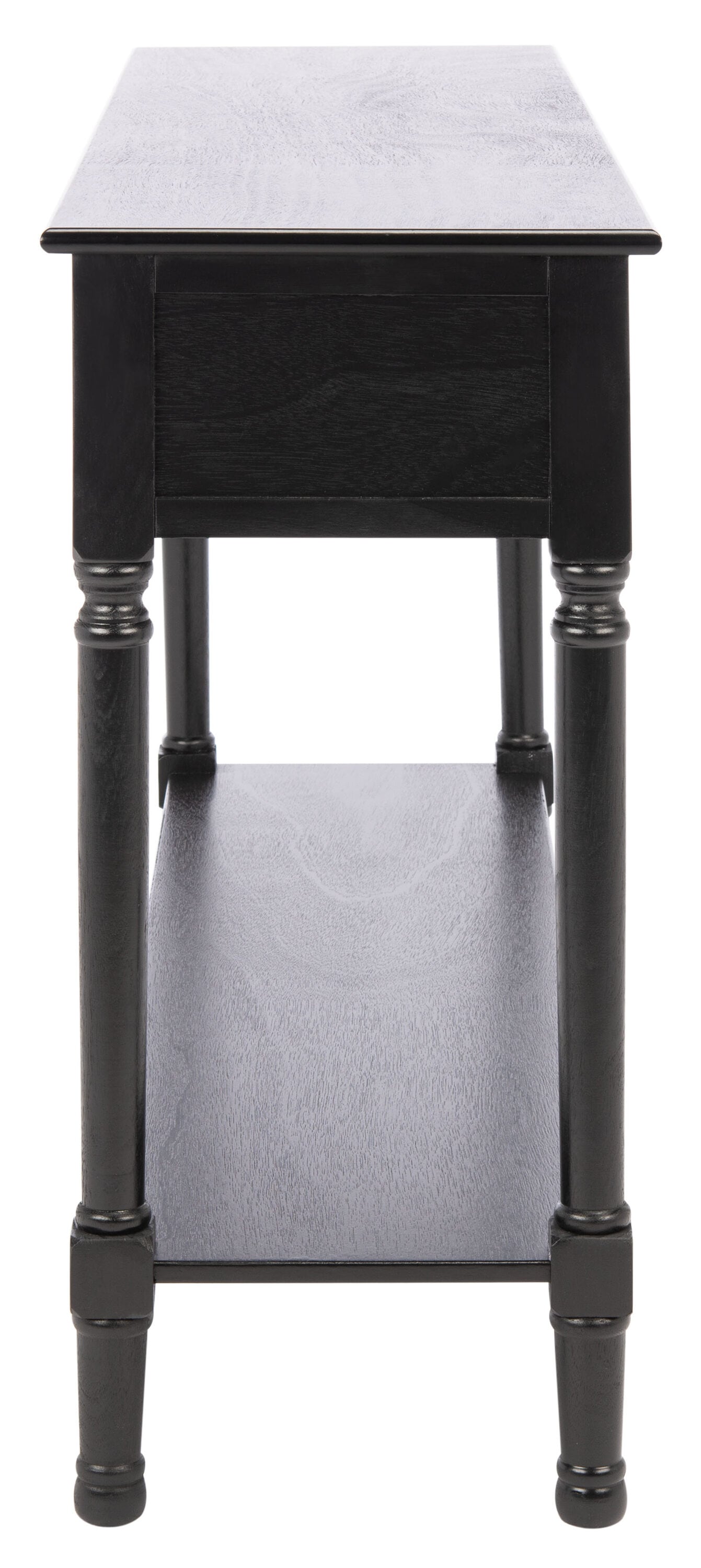 Farmhouse Chic Black Wood & Metal 3-Drawer Console Table