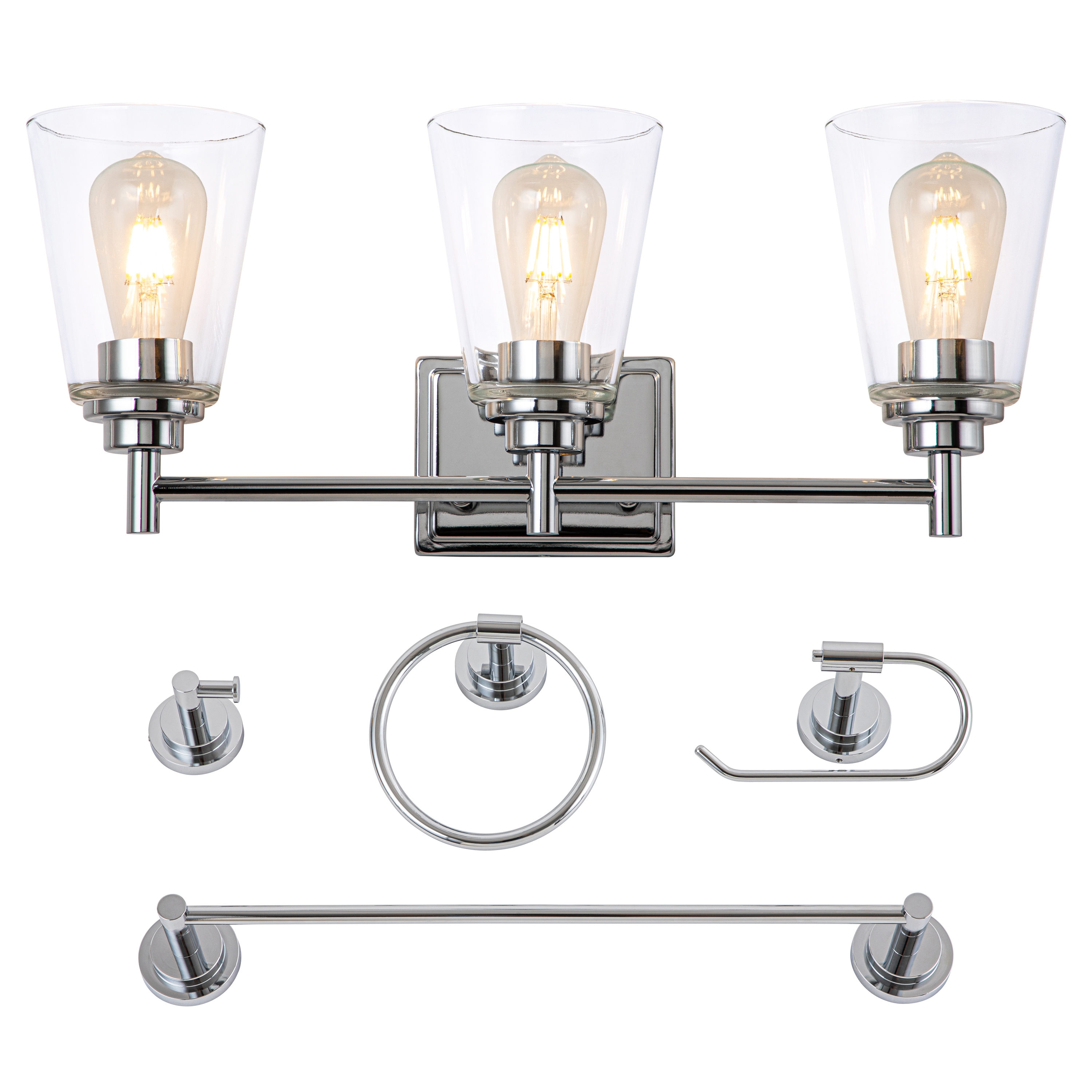 C Cattleya CA2296-3W 22.5-in 3 -Light Chrome Modern/contemporary Vanity light