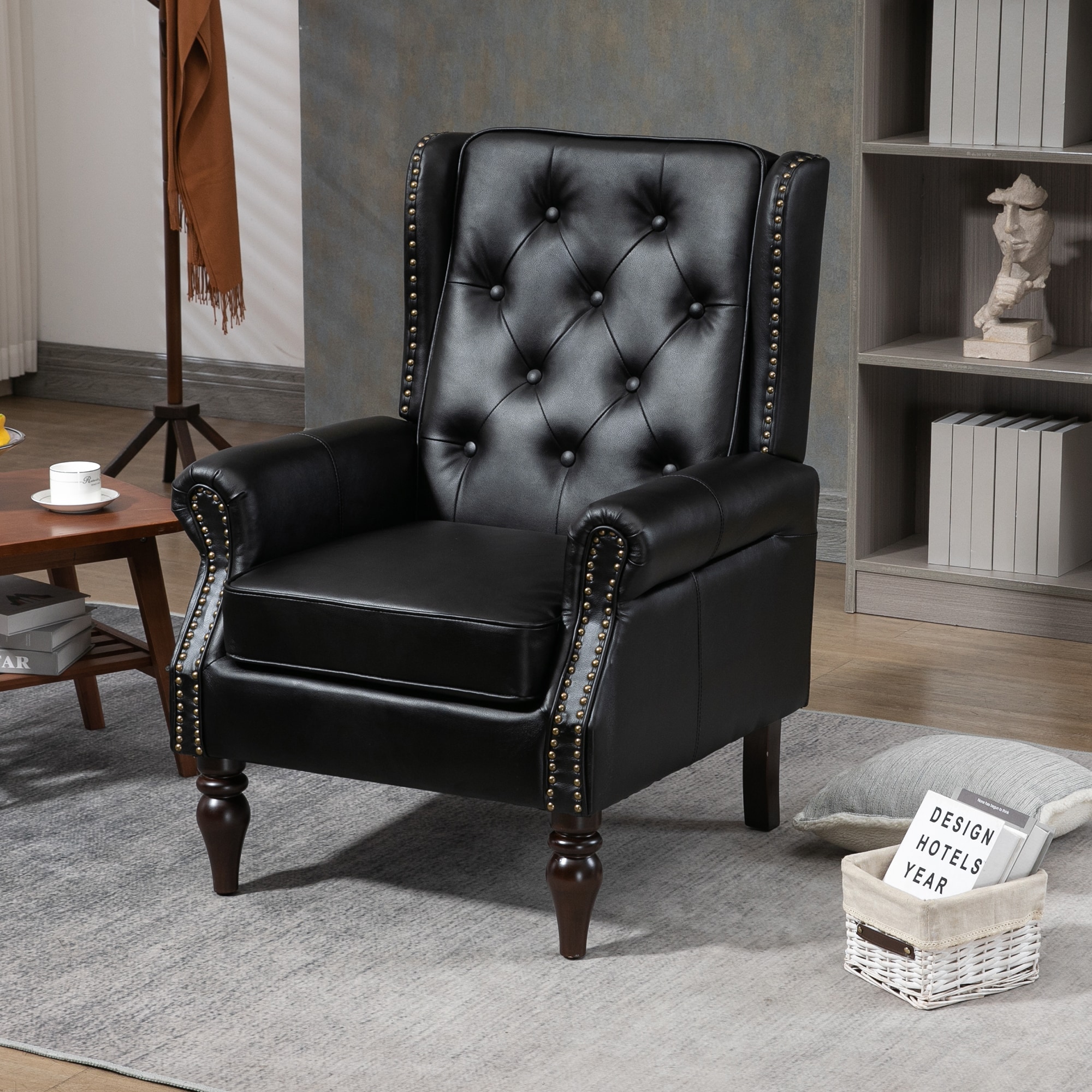 prilinex W395109979 Modern Black Faux leather Accent Chair