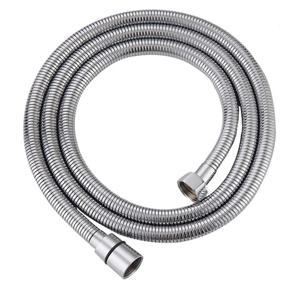 Rovtop Shower Head and Hose-1.5m Stainless Steel with 3 Gasket Rings and 1 Tape Flexible Hose Handheld Shower Hose Natural Silver 