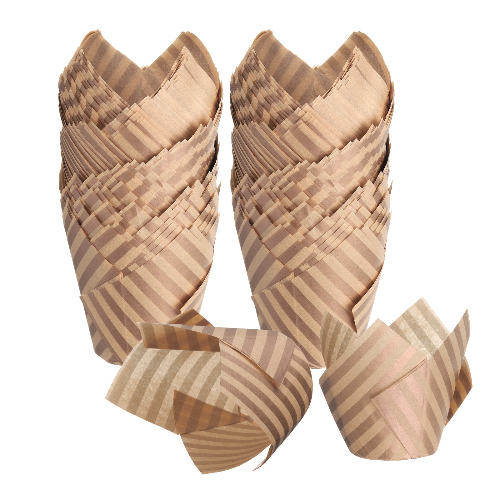 Unique Bargains 150pcs Tulip Baking Cups Cupcake Muffins Liners Paper Greaseproof Wrappers for Wedding Birthday Party Festivals Christmas Brown #S26012701UX2195
