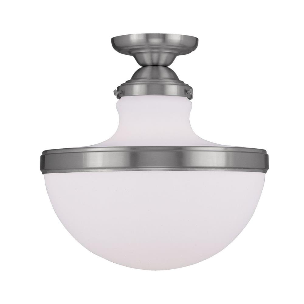 Livex Lighting 5723-91 Oldwick 1 -Light 13-in Brushed Nickel Semi Flush Mount Light