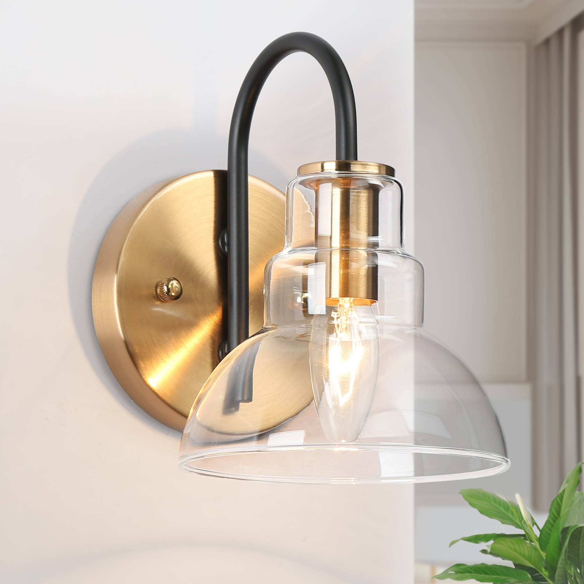 ZEVNI L3MRFBUNW94W1SW8 Dorytho Modern 5.5-in W 1 -Light Matte Brass Coastal Wall Sconce