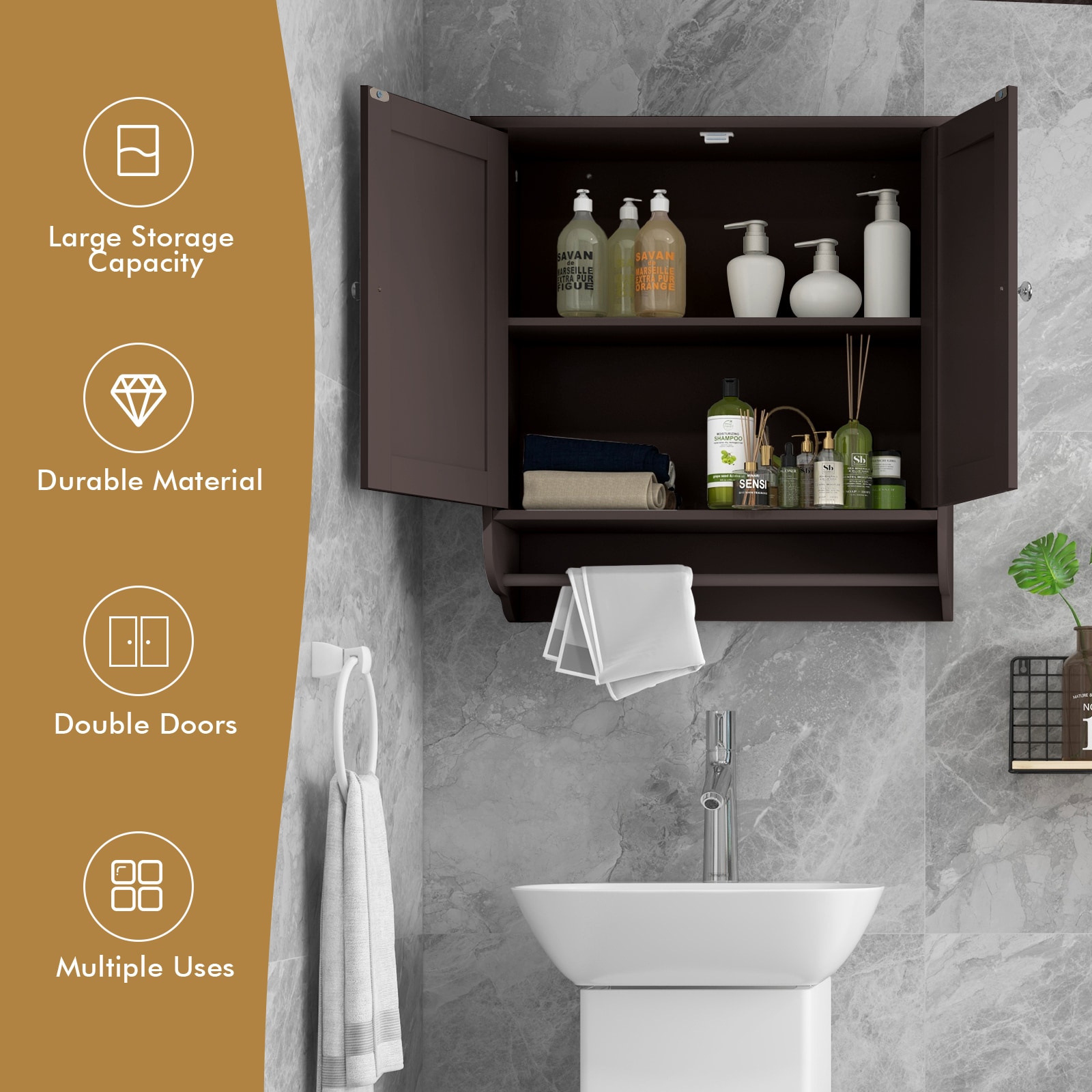 WELLFOR UTG10435BN Bathroom-Wall-Cabinets - View #2