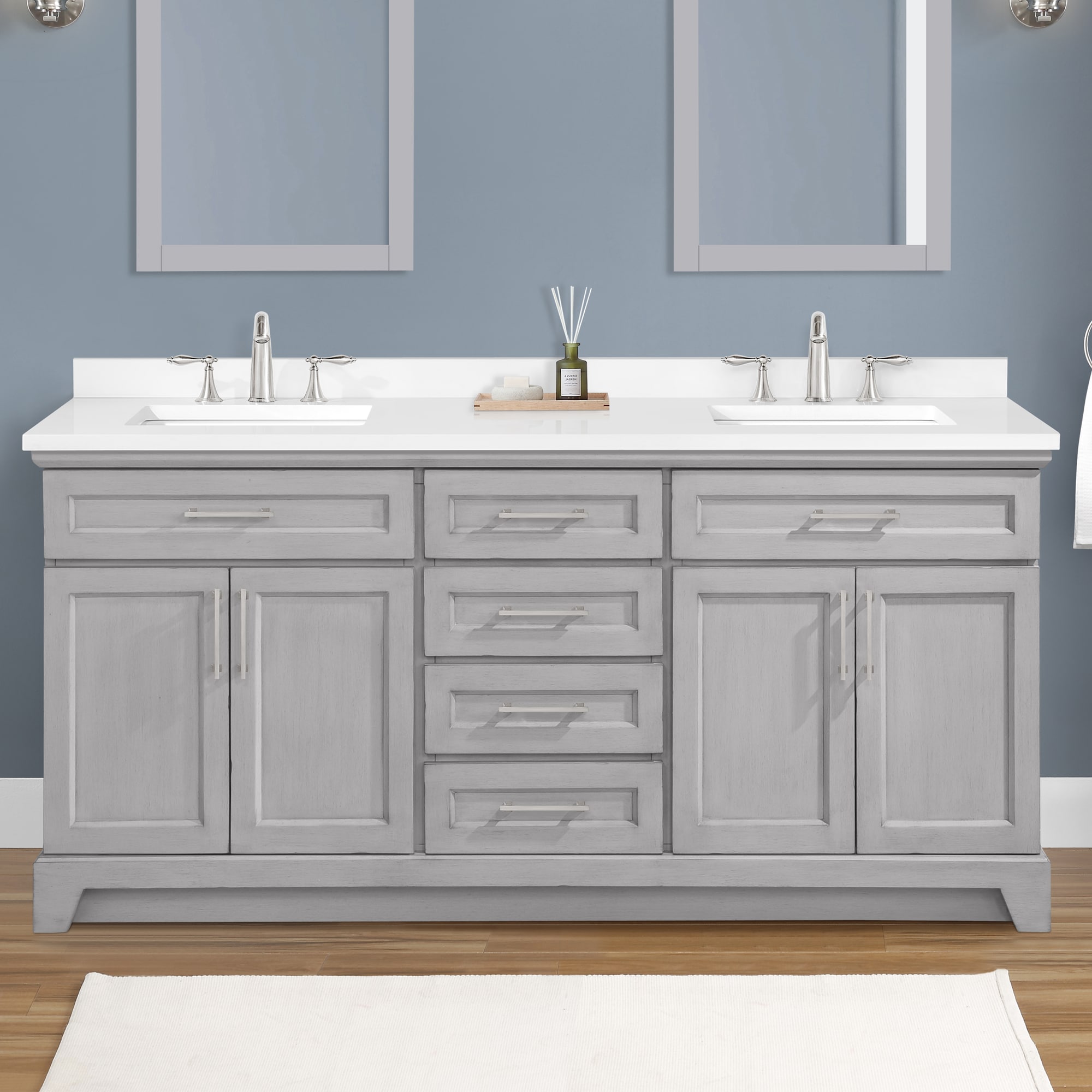 allen + roth Ronald 72-in Almond Toffee Undermount Double Sink