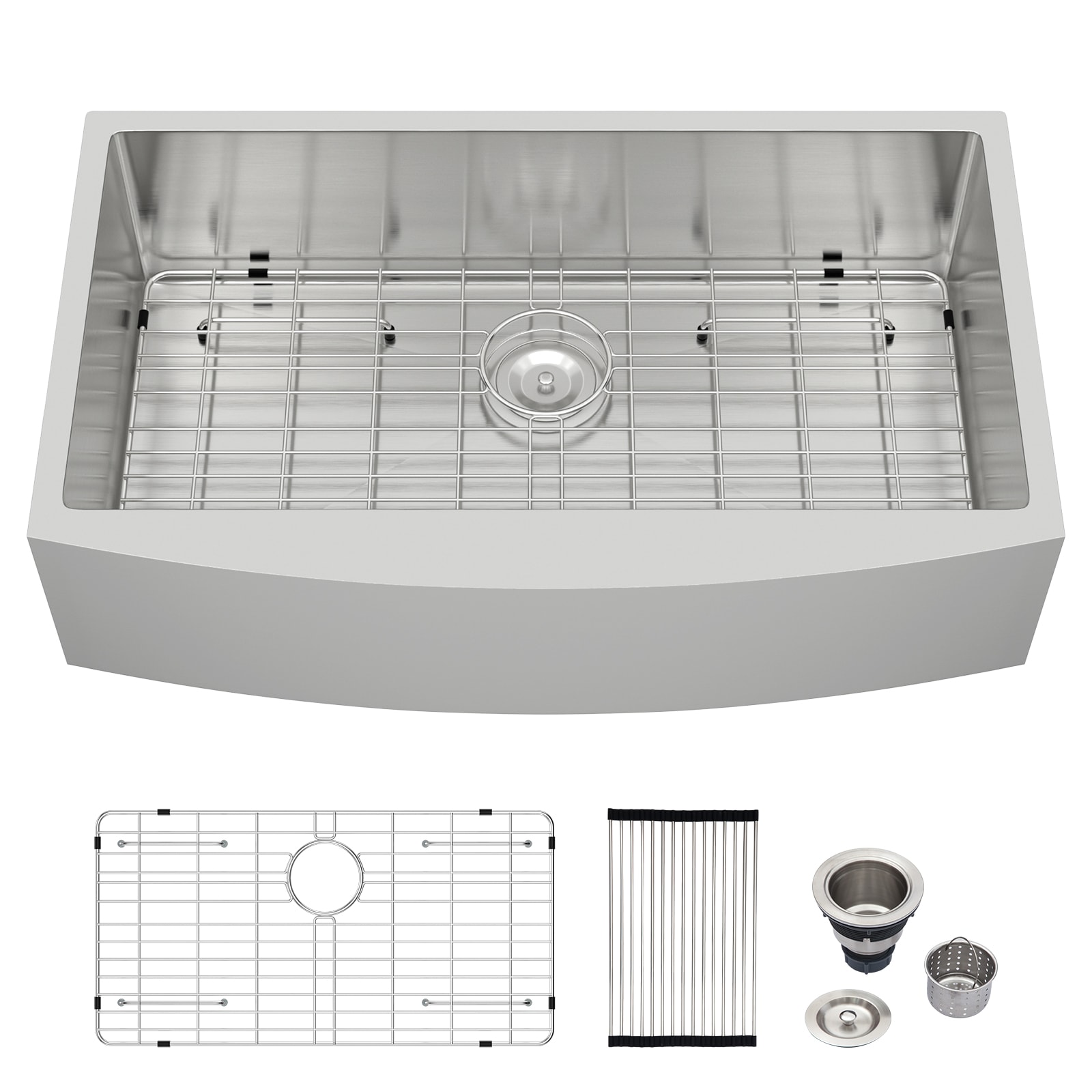 Lordear Undermount Brushed Nickel Kitchen Sink Farmhouse Apron Front 33 ...