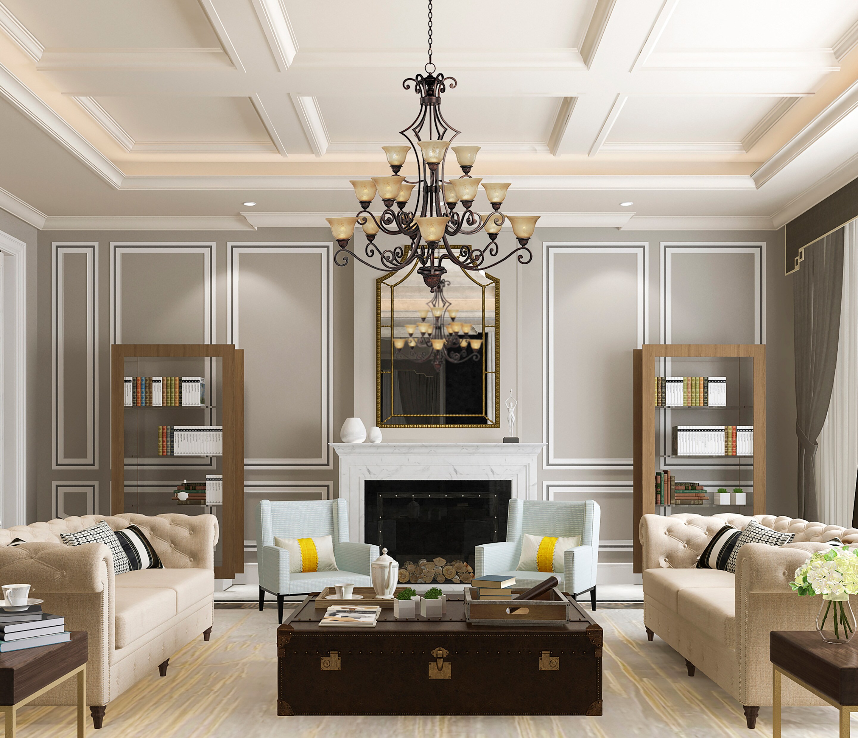 Oil Rubbed Bronze 15-Light 3-Tier Chandelier with Amber Glass Shades