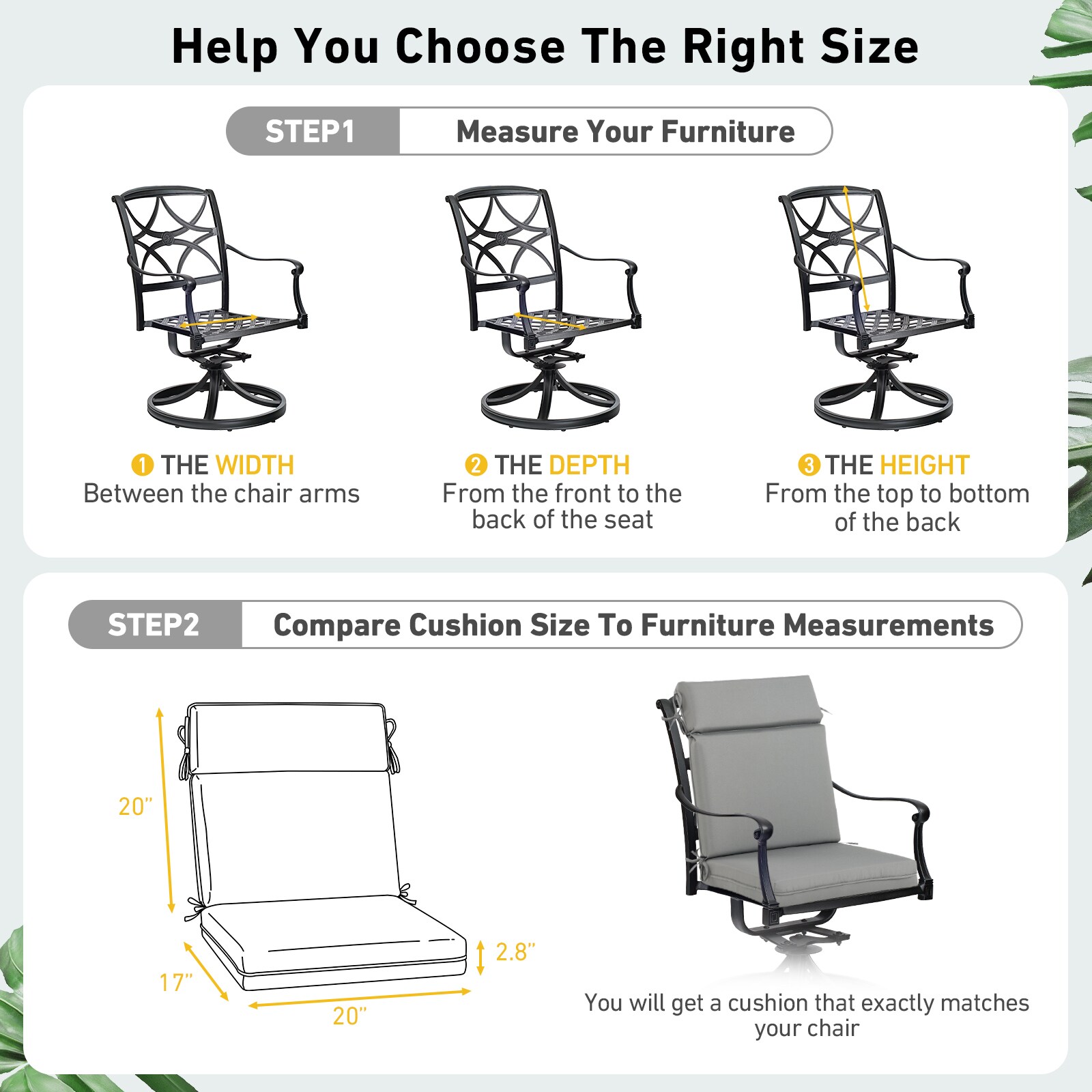 Aoodor A287-PCGCG Patio-Furniture-Cushions - View #8