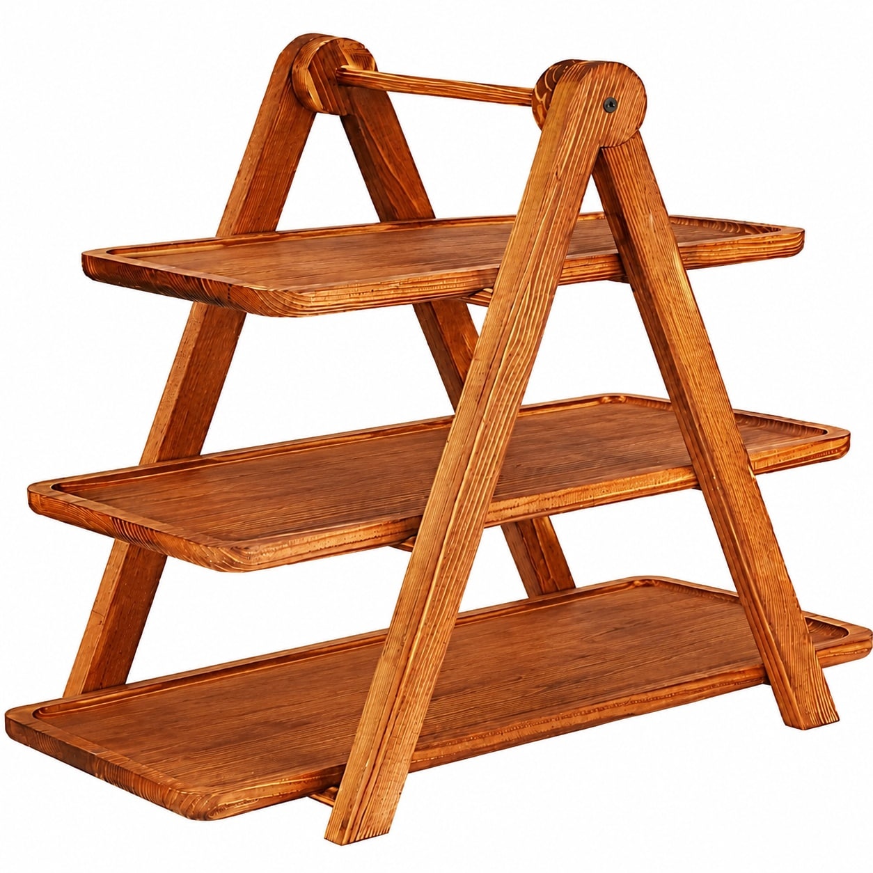 Etokfoks 16 in Rustic Brown Wood Rectangular Tiered Serving Tray with 3 Platter Display Stand #LETN4T9FC