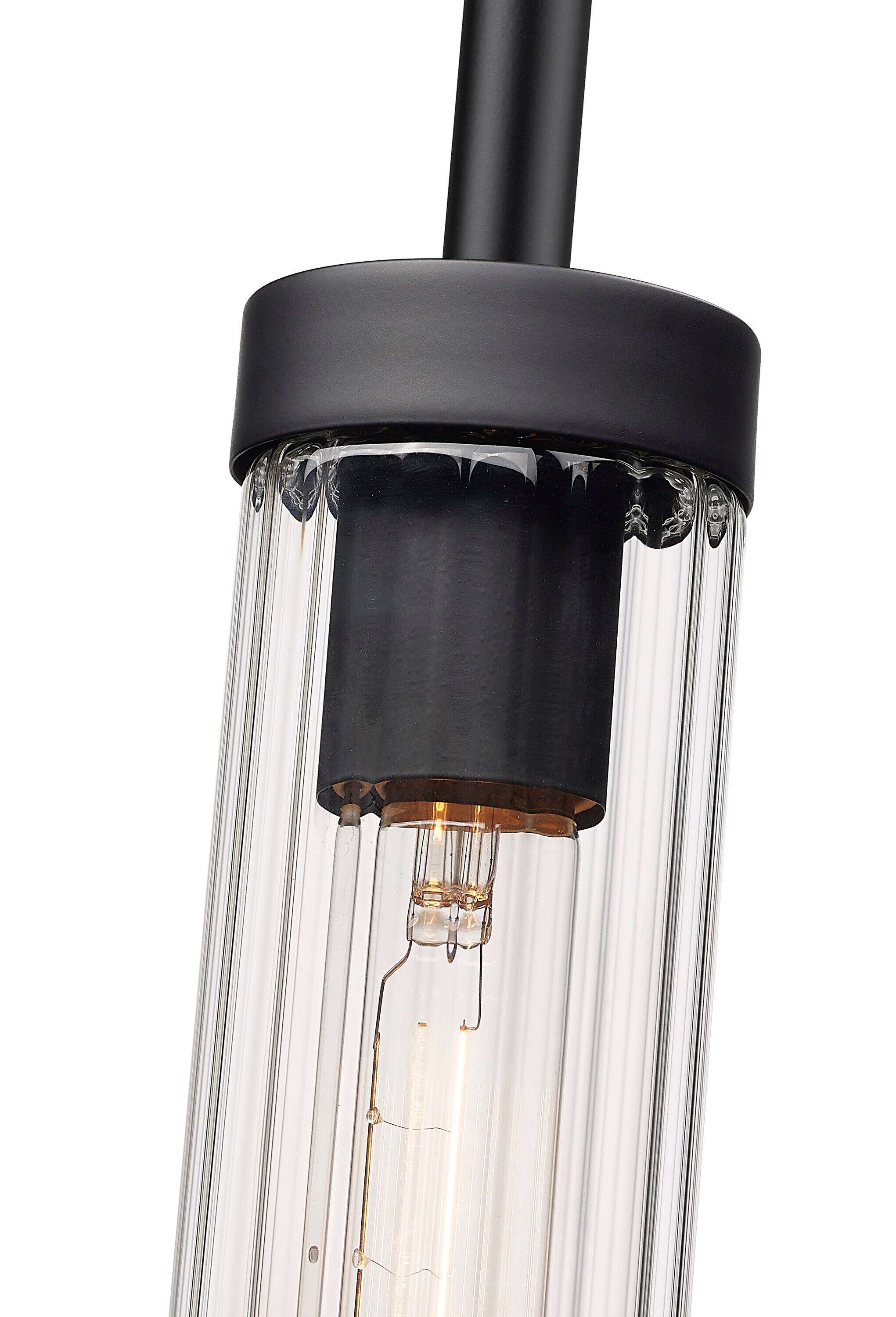 Matte Black Steel and Glass 12.75" Indoor/Outdoor Pendant Light
