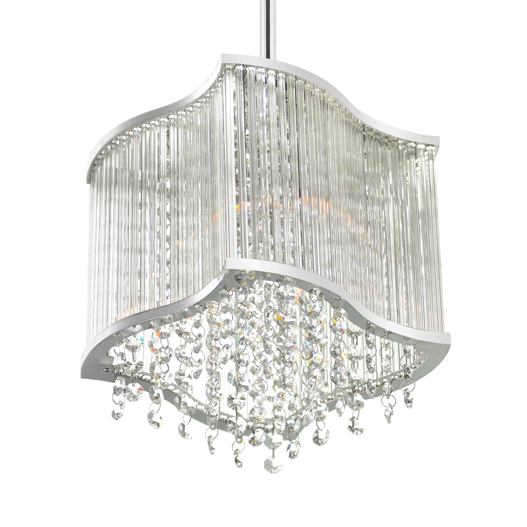 Elsa Crystal Chrome LED Mini Drum Pendant Light