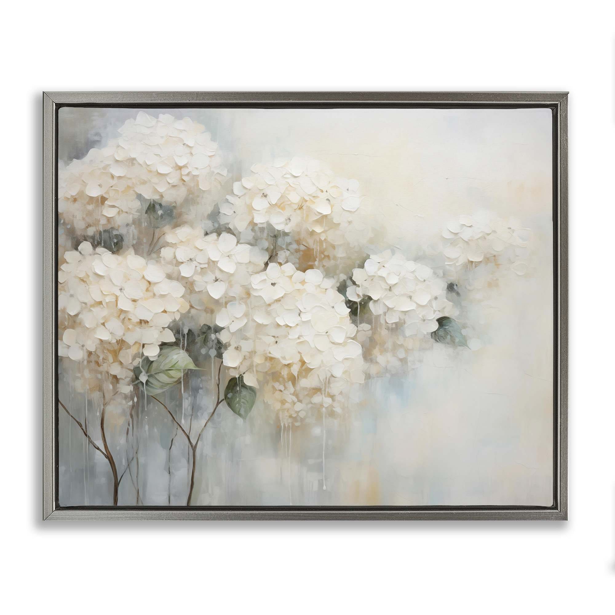 Stupell Industries BT-847-FFL-24X30 Subtle Fading White Hydrangeas Floating Frame design by Arlington Prints